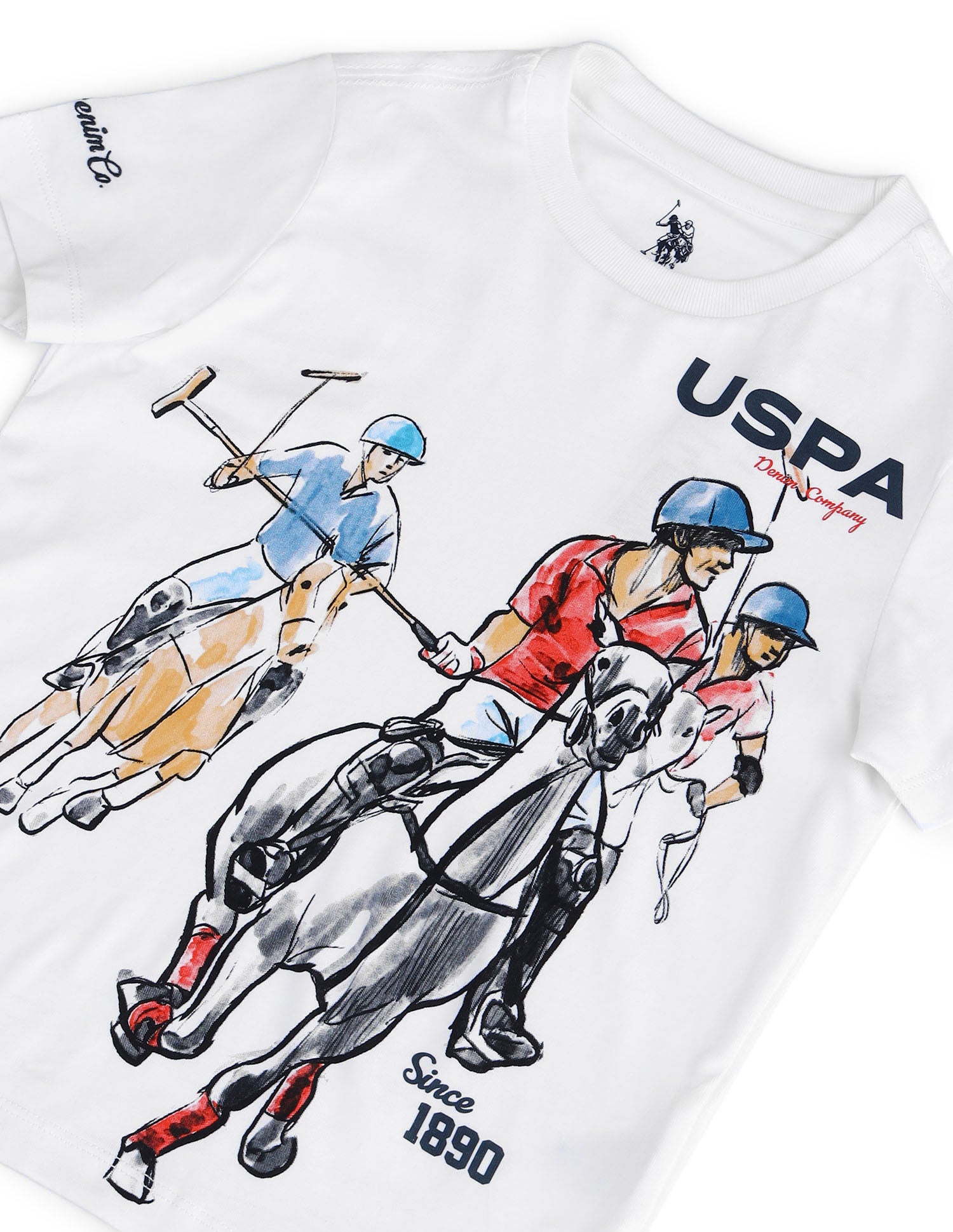 Boys Brand Printed Regular Fit T-Shirt White - U.S. Polo Assn. India | Large