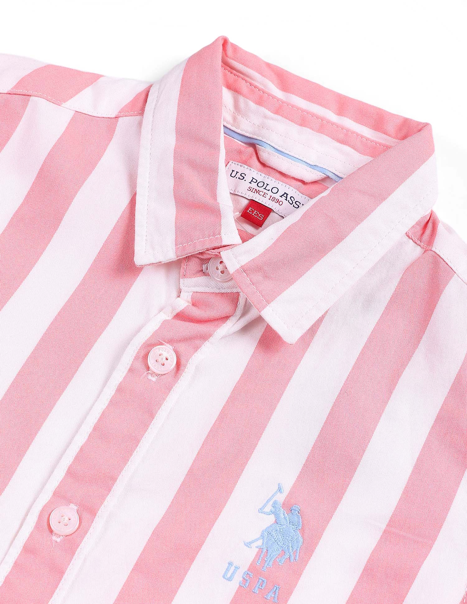 Boys Vertical Stripe Twill Shirt Light Pink - U.S. POLO ASSN. | Large