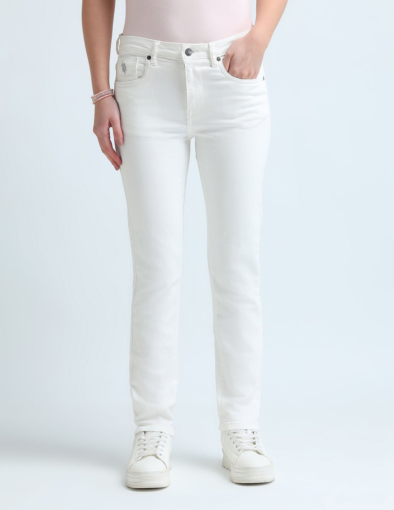 Slim Fit White Jeans – Polo India - Main Image