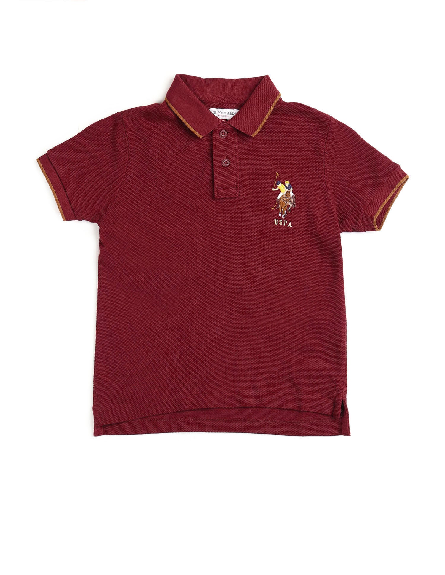 Boys Graphic Brand Printed Polo Shirt Maroon - U.S. POLO ASSN. | Large