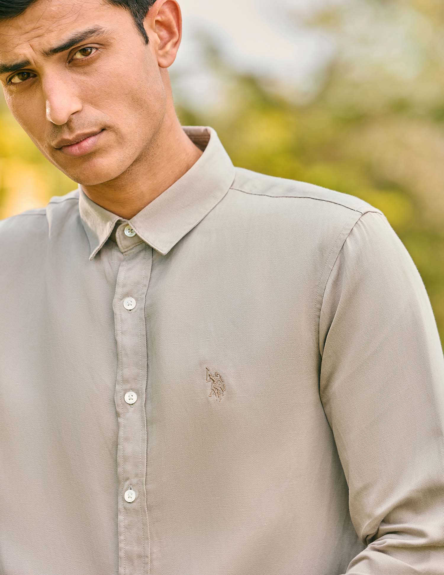 Pacho X Tailored Fit Twill Shirt Grey - U.S. POLO ASSN. | Large