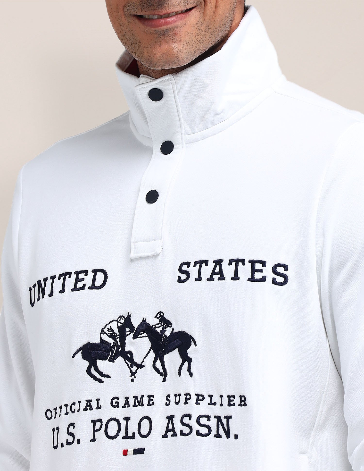 Brand Printed Regular Fit Sweatshirt White - U.S. POLO ASSN. | Large