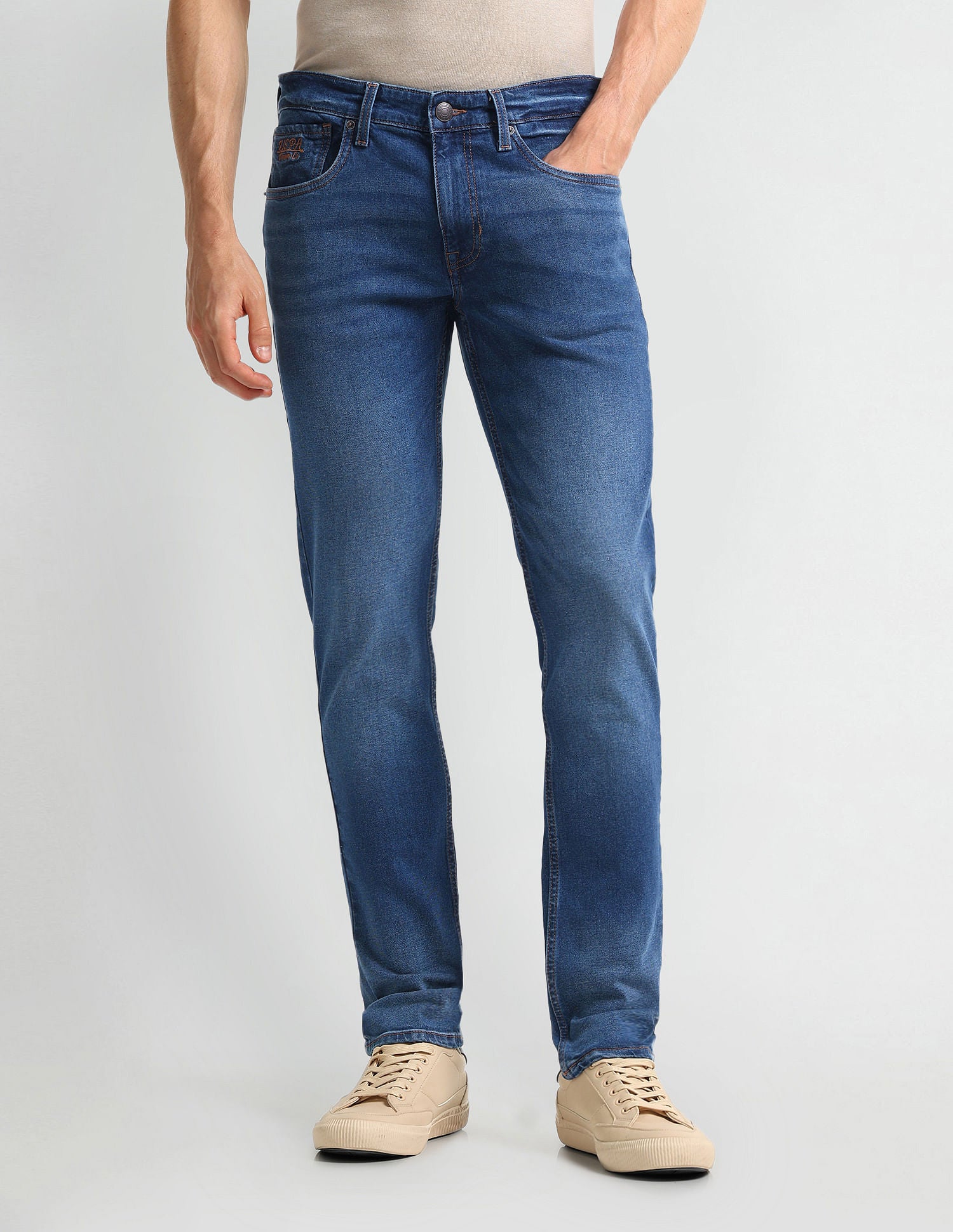 Brandon Slim Tapered Blue Jeans Light Blue - U.S. Polo Assn. India | Large