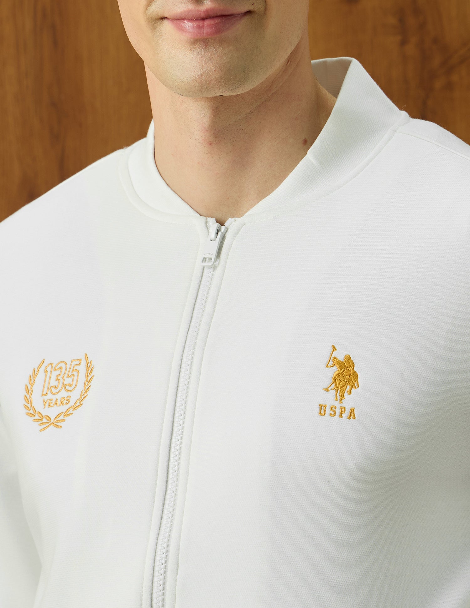 Brand Embroidered Varsity Theatre Zipper Sweatshirt White - U.S. POLO ASSN. | Large