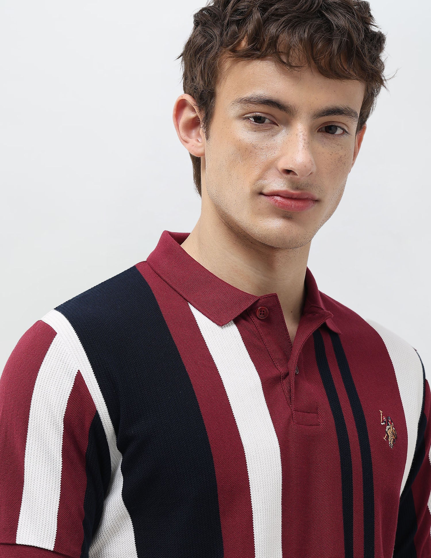 Vertical Striped Slim Fit Polo Shirt Red - U.S. Polo Assn. India | Large
