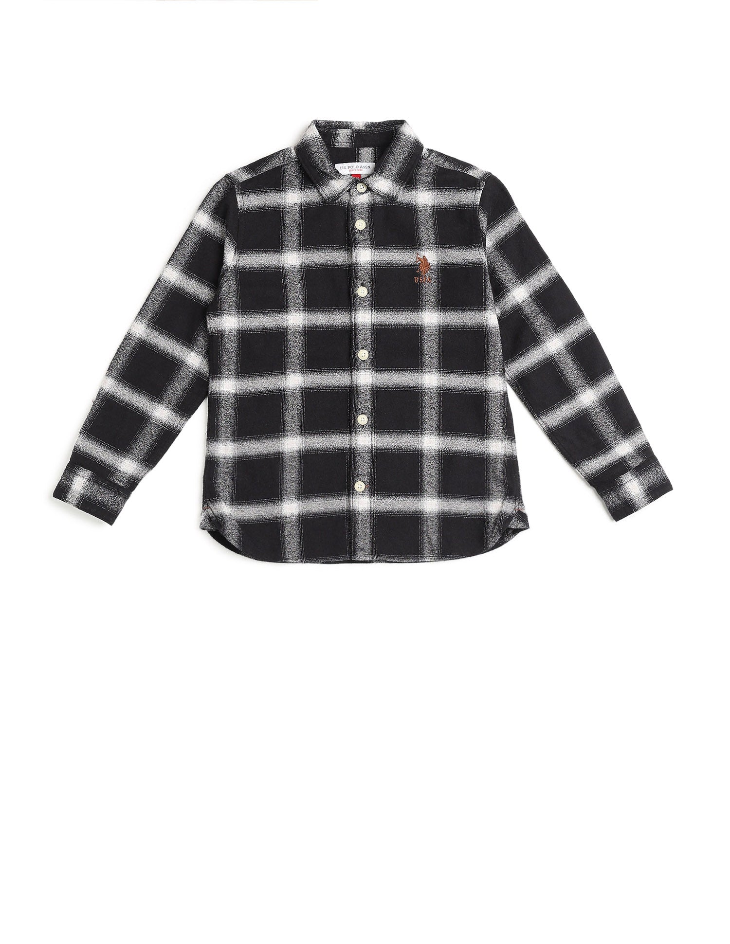 Boys All Over Printed Pure Cotton Shirt Black - U.S. POLO ASSN. | Large