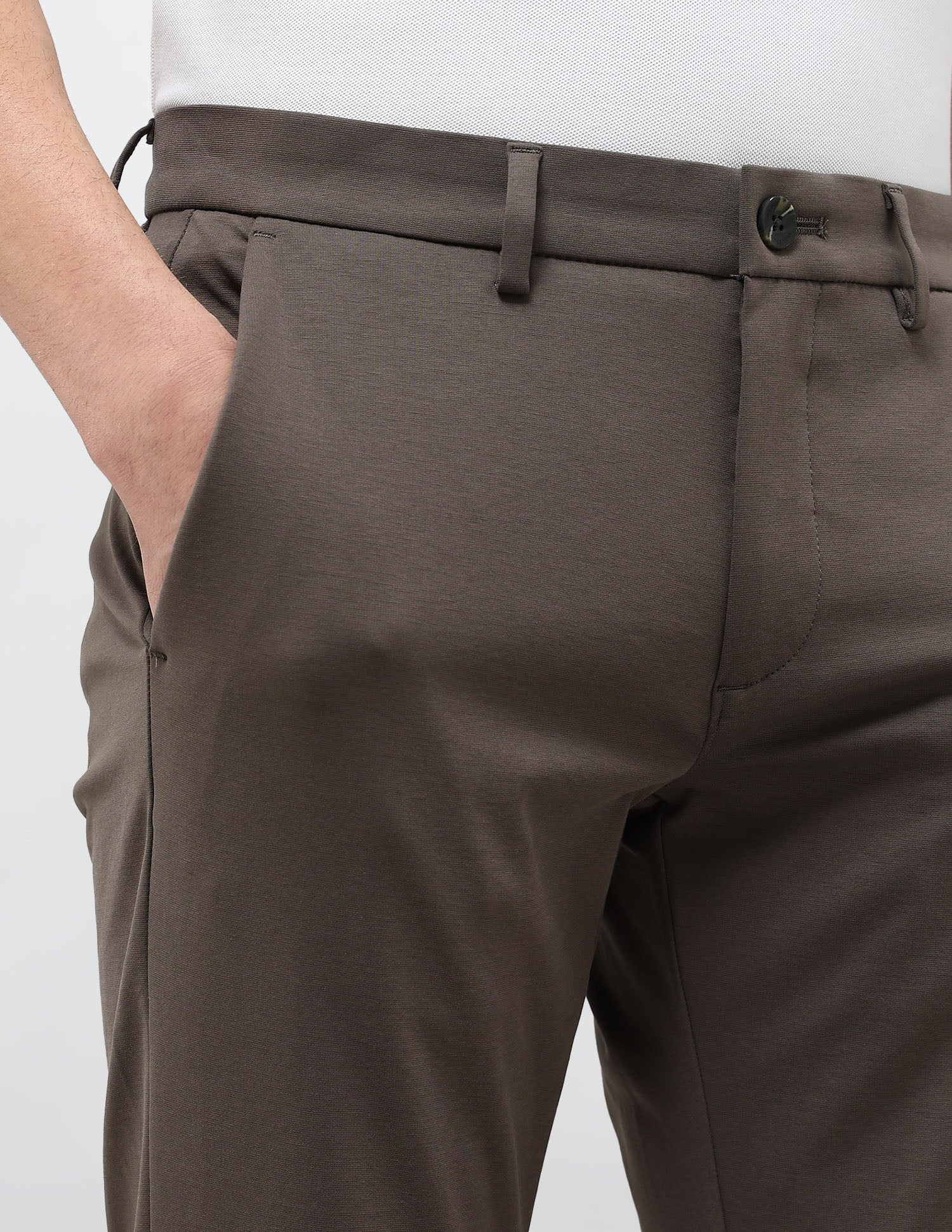 Satin Slim Fit Trousers Brown - U.S. Polo Assn. India | Large