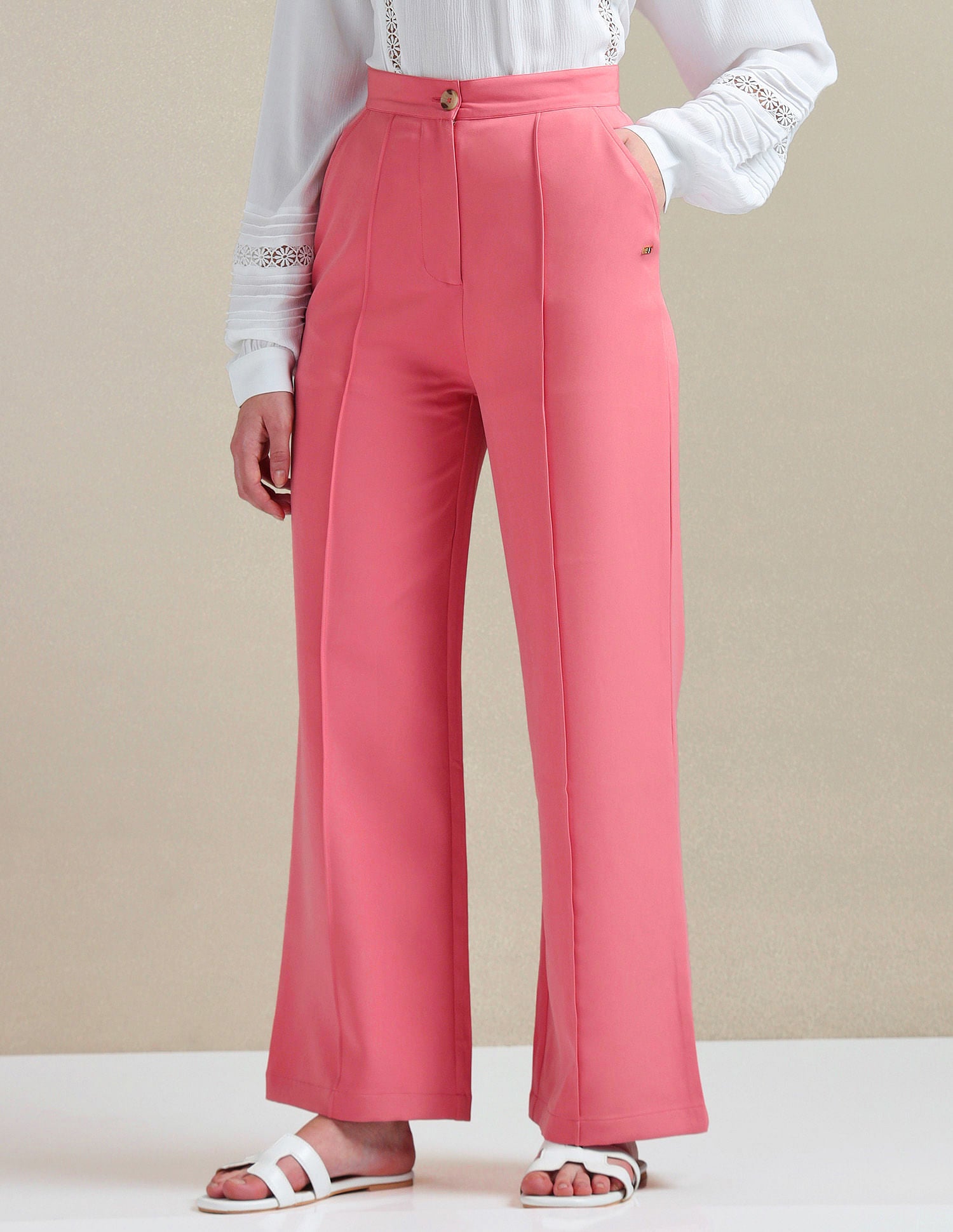 Pleated Straight Fit Trousers Pink - U.S. POLO ASSN. | Large