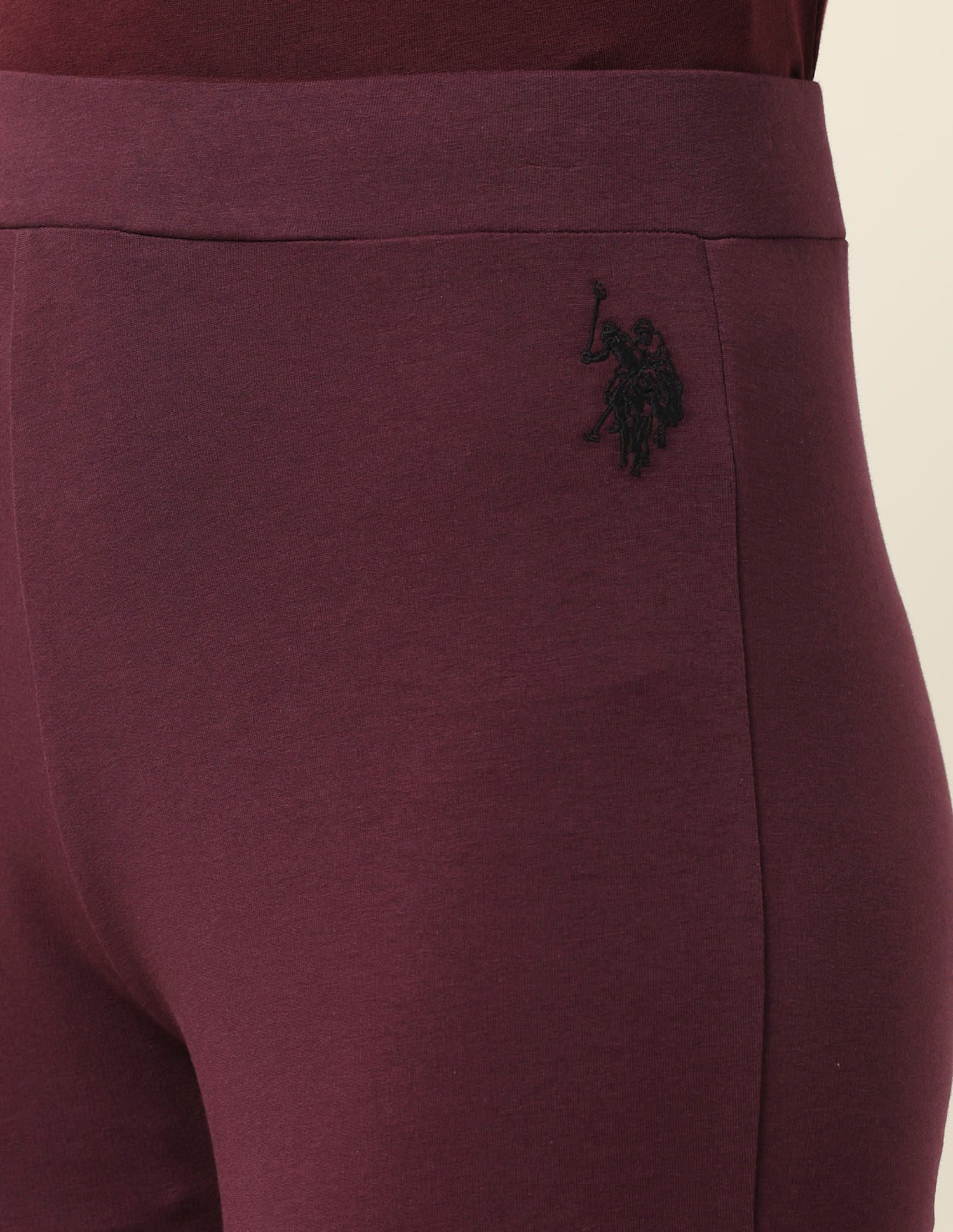 High-Rise Flared Fit Lounge Pants Maroon - U.S. POLO ASSN. | Large