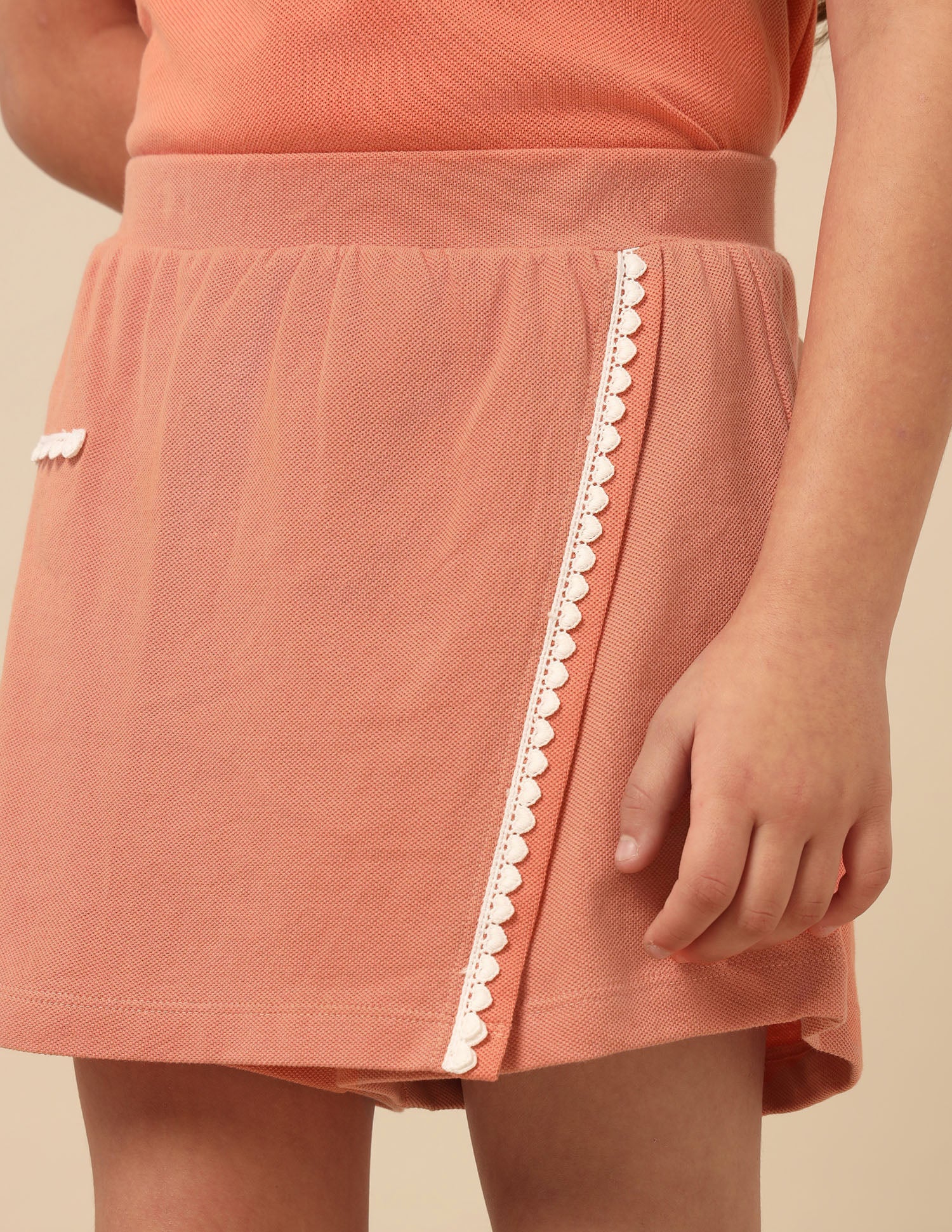 Girls Solid Lace Trim Skort Rust - U.S. POLO ASSN. | Large