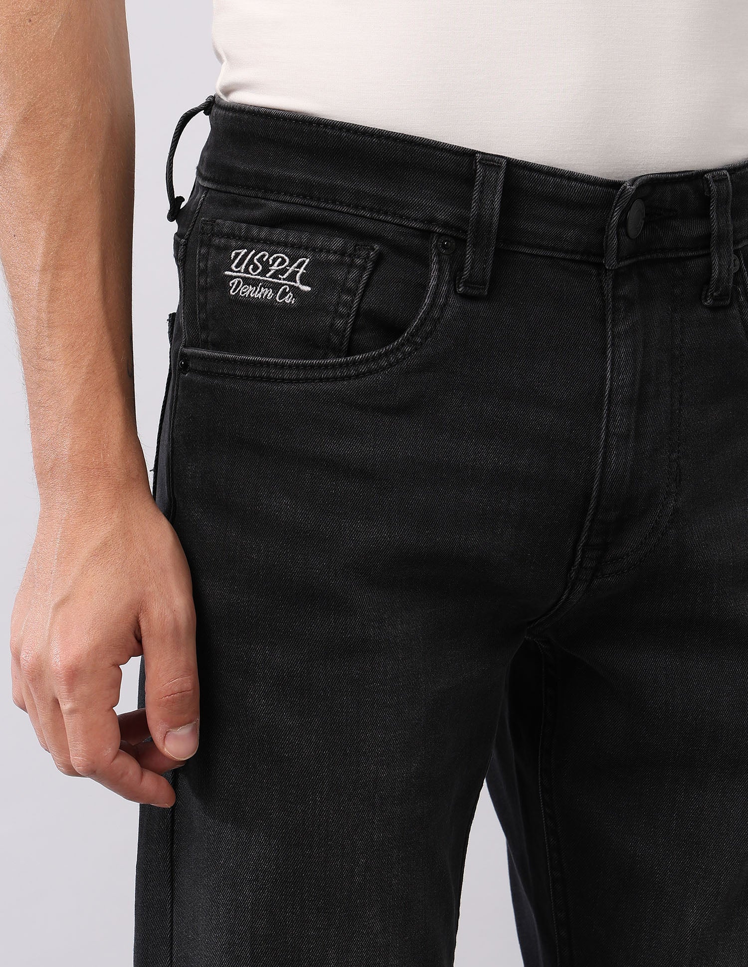 Regallo Skinny Fit Black Jeans Black - U.S. Polo Assn. India | Large