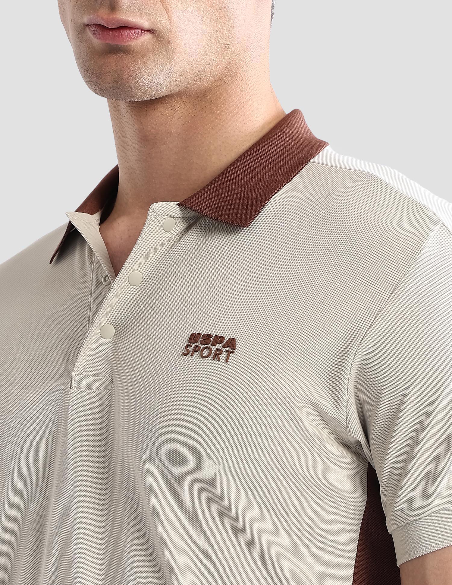 Solid Regular Fit Active Polo Shirt Beige - U.S. POLO ASSN. | Large