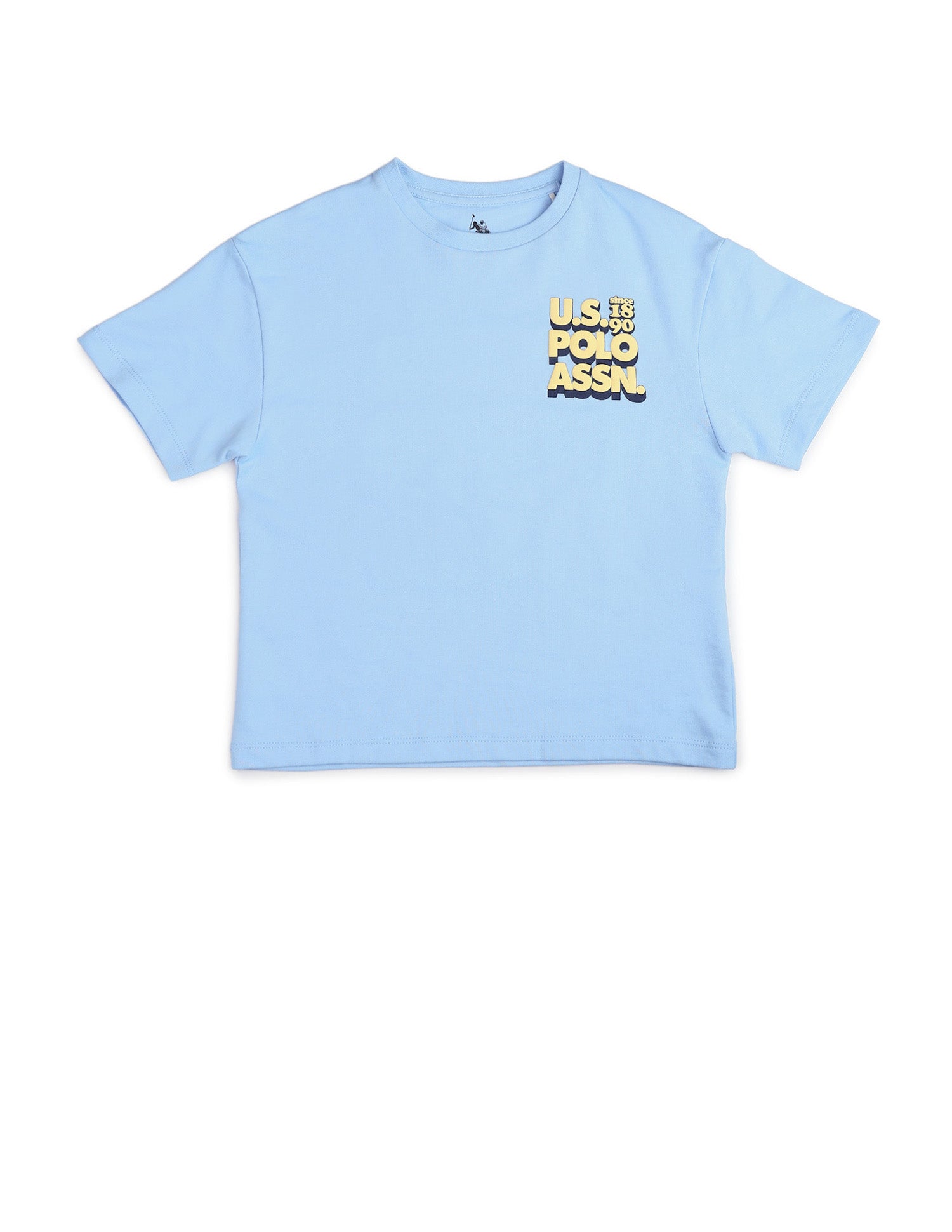Boys Brand Printed Boxy Fit T Shirt Light Blue - U.S. POLO ASSN. | Large