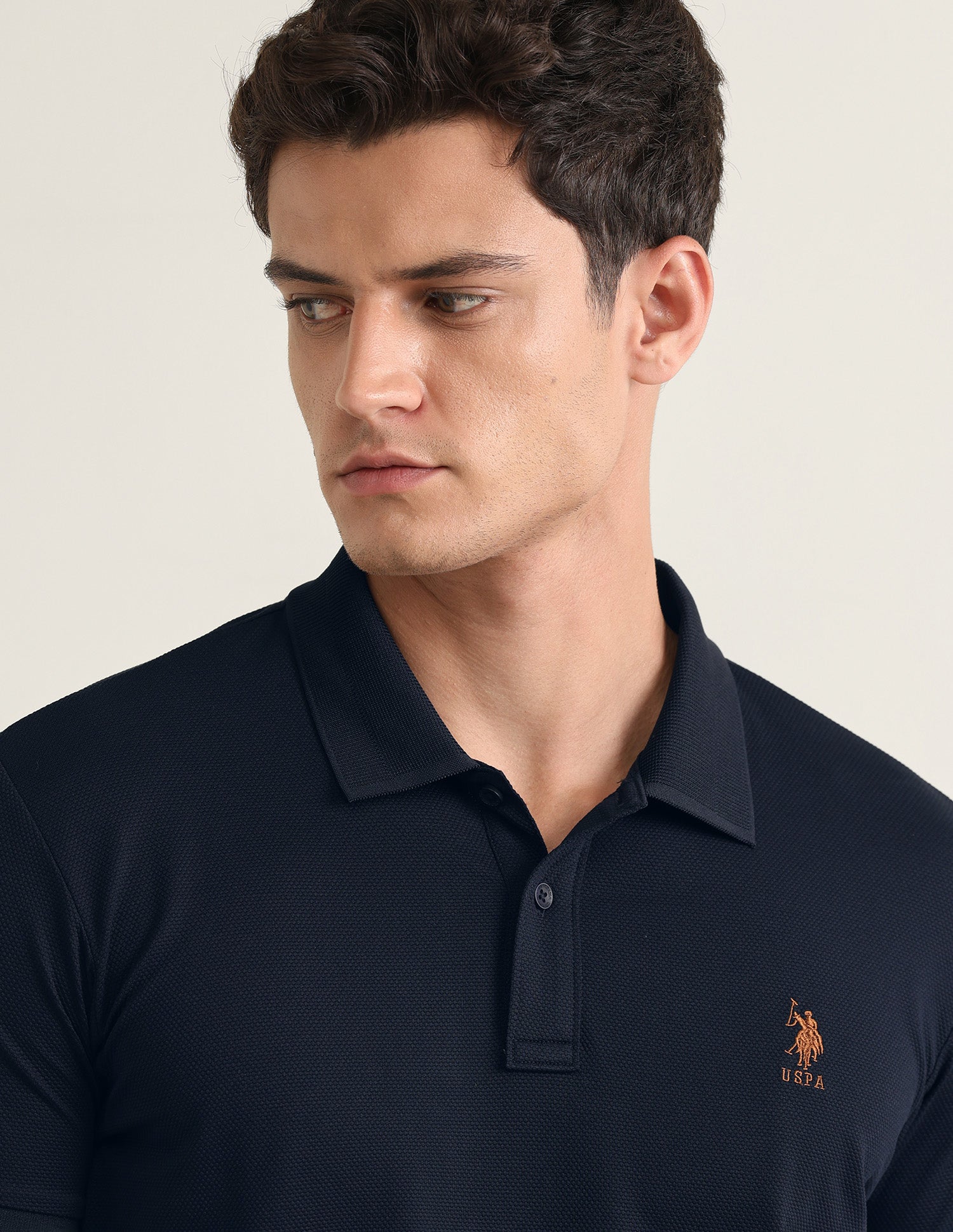Solid Slim Fit Polo Shirt Navy - U.S. Polo Assn. India | Large