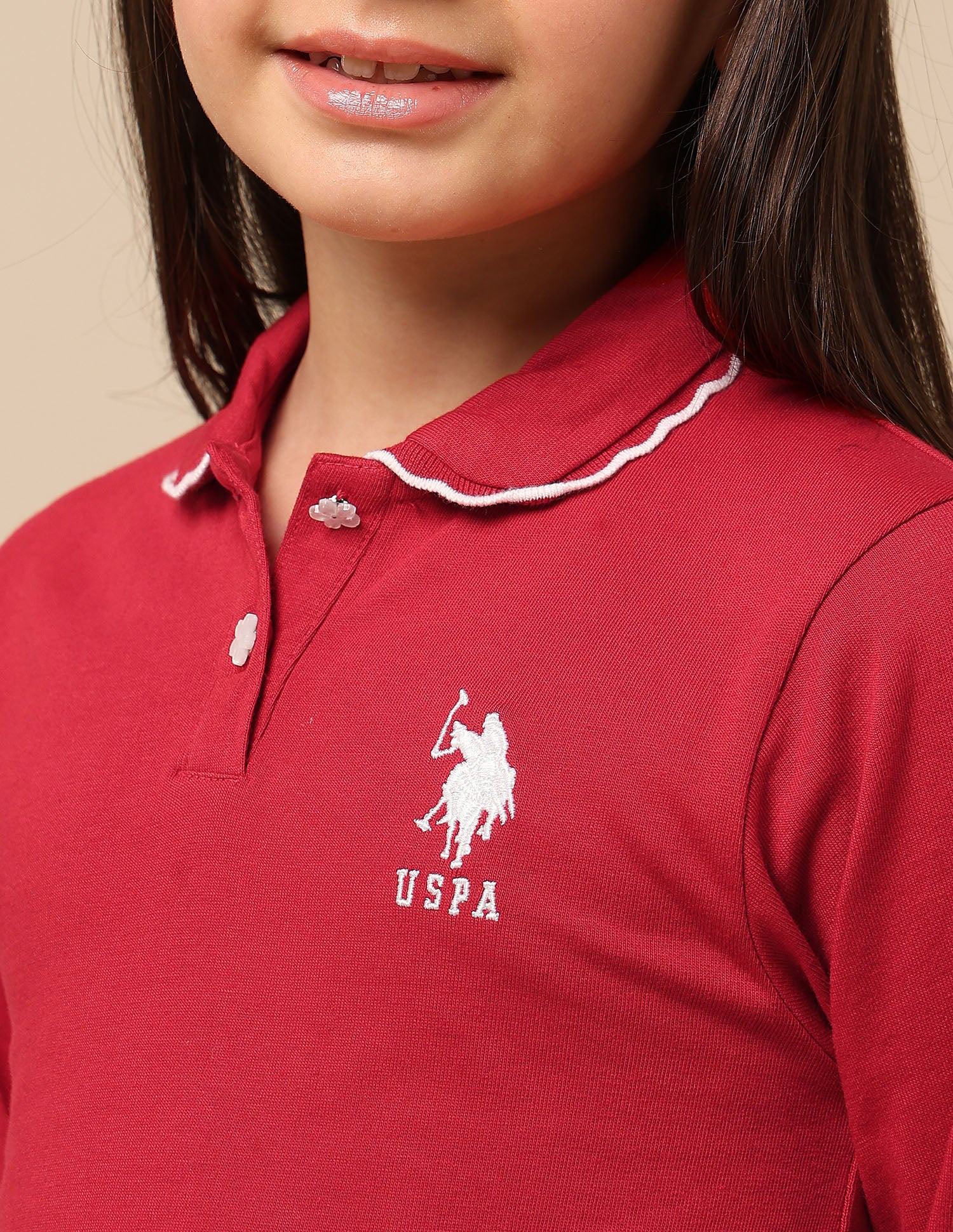 Girls Solid T-Shirt Dress Red - U.S. POLO ASSN. | Large