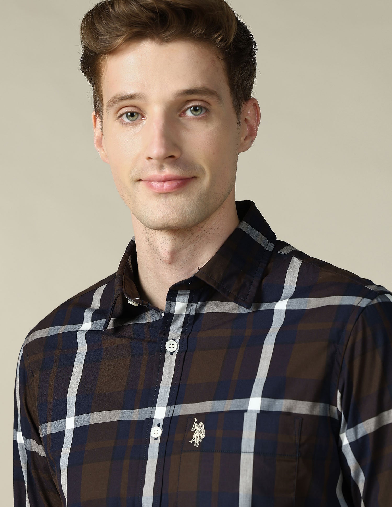 Tartan Checked Tailored Fit Shirt Brown - U.S. Polo Assn. India | Large