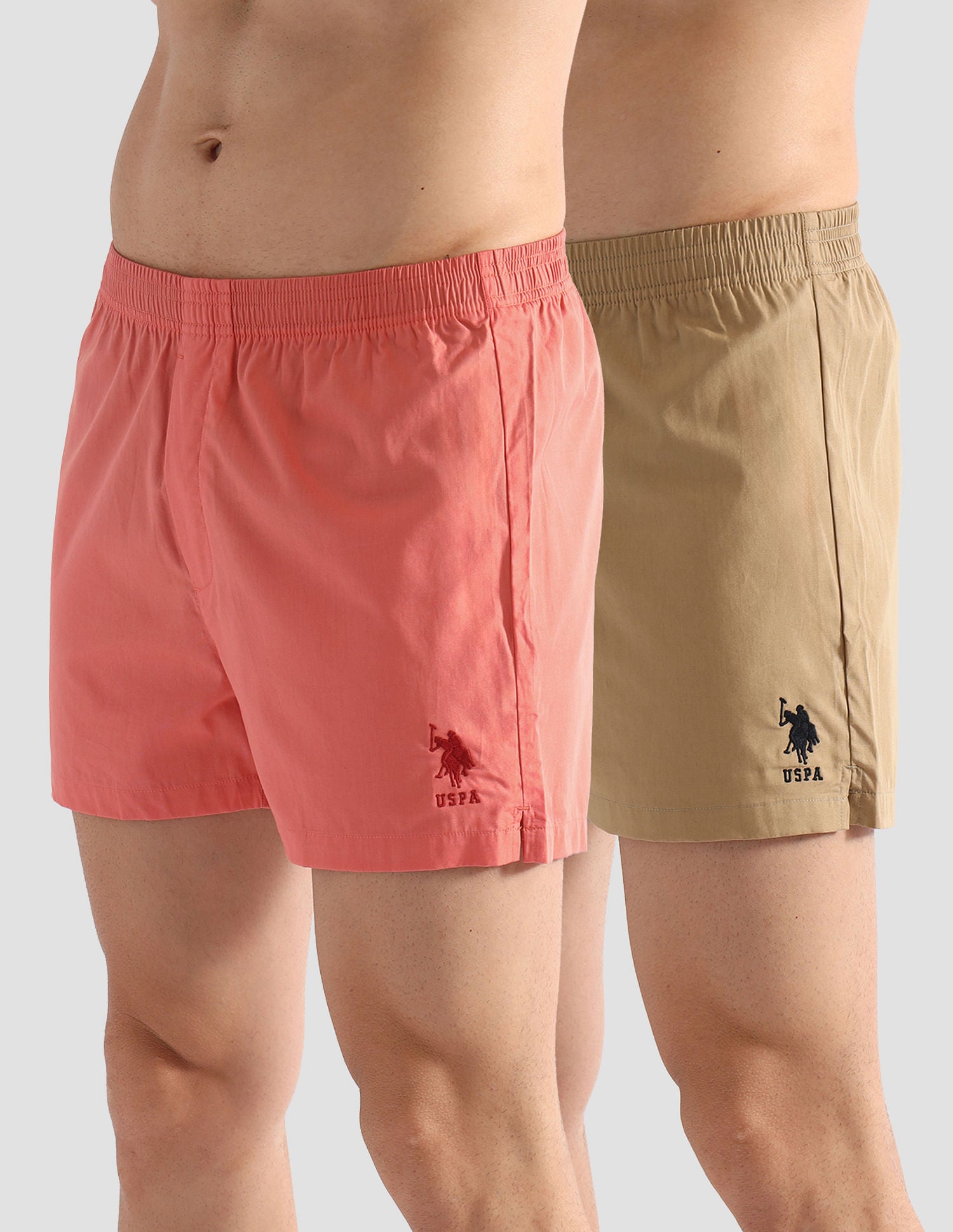 Comfort Regular Fit Solid OEX08 Boxers - Pack of 2 Iced Coffee and Crabapple - U.S. POLO ASSN. | Large