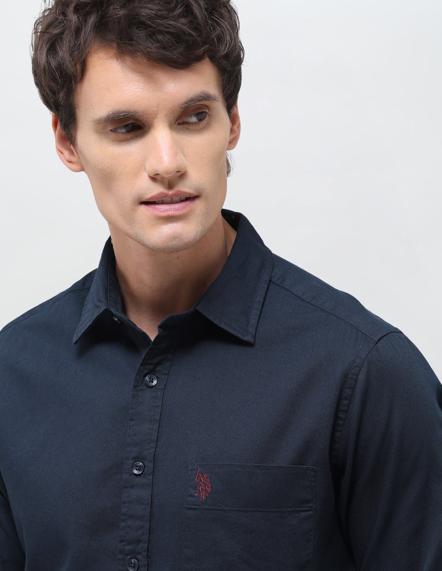 Solid Tailored Fit Shirt Navy - U.S. Polo Assn. India | Large