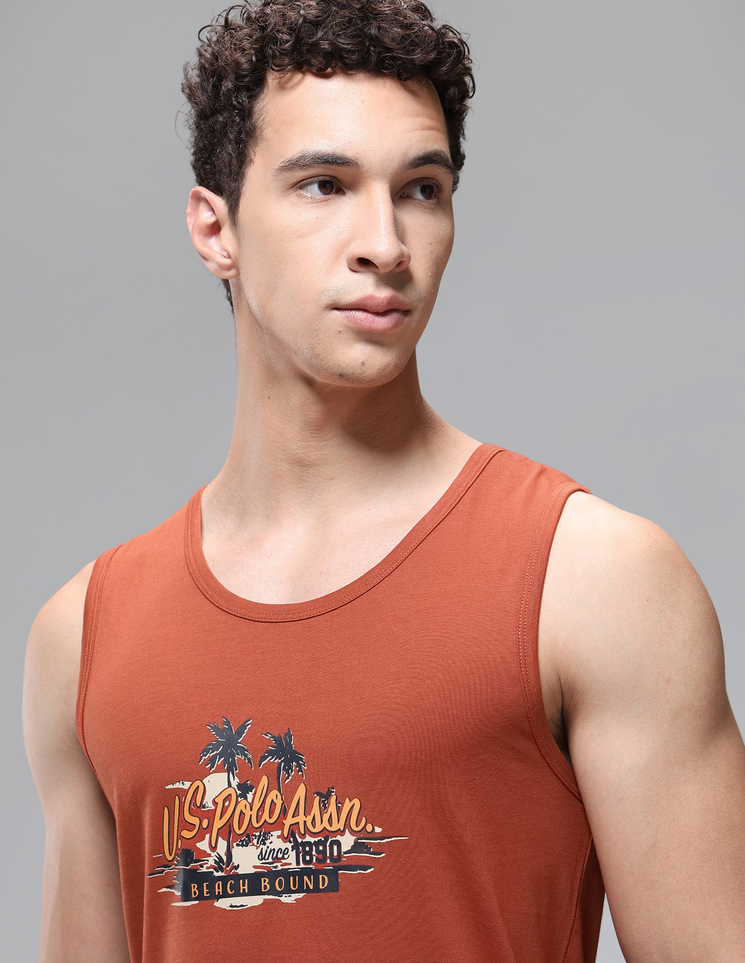 Anti Microbial Pure Cotton OEV08 Vest - Pack Of 2 Black/Rust - U.S. Polo Assn. India | Large