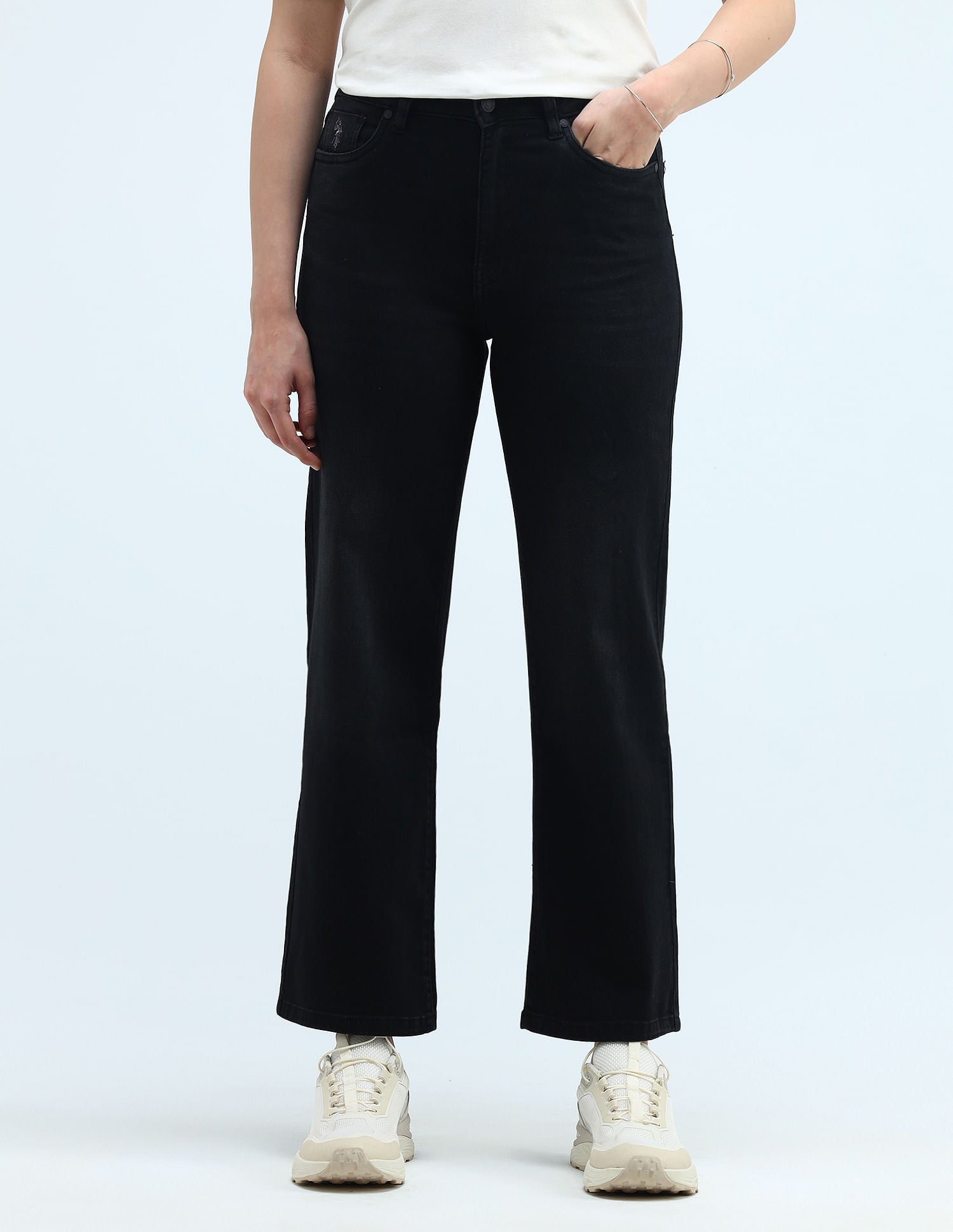 High Rise Wide Leg Jeans Black - U.S. POLO ASSN. | Large