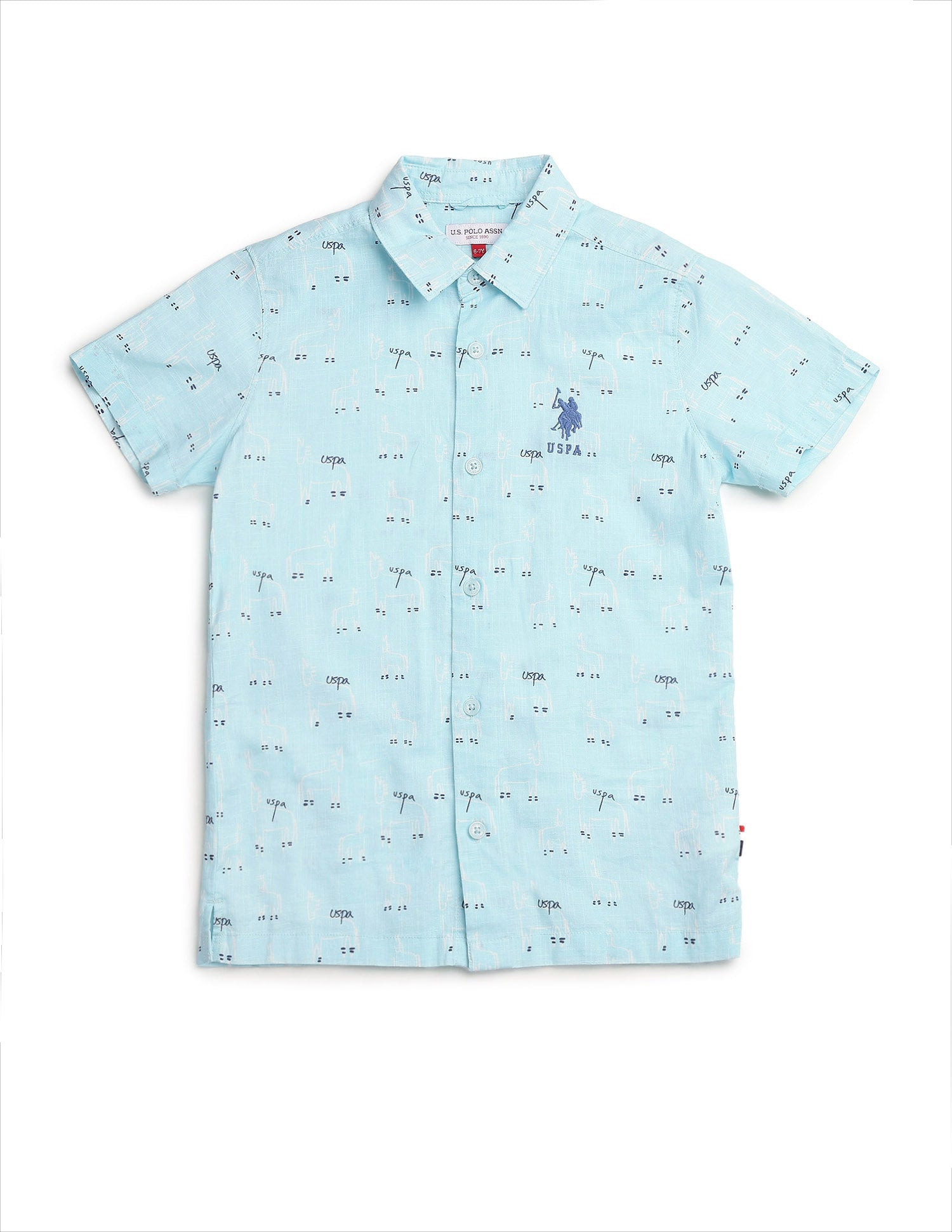Boys Conversational Brand Printed Shirt Blue - U.S. POLO ASSN. | Large