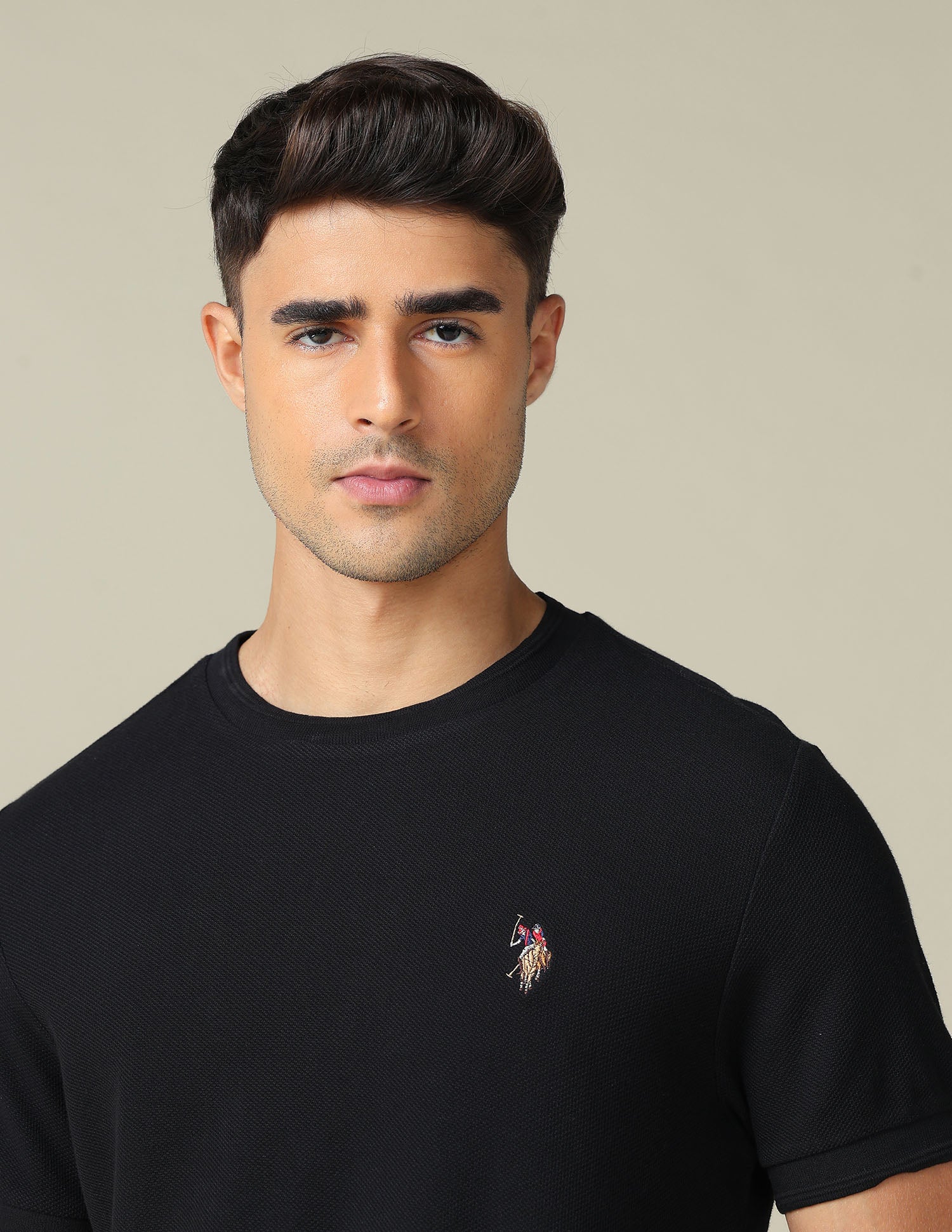 Pure Cotton Muscle Fit T- Shirt Black - U.S. POLO ASSN. | Large