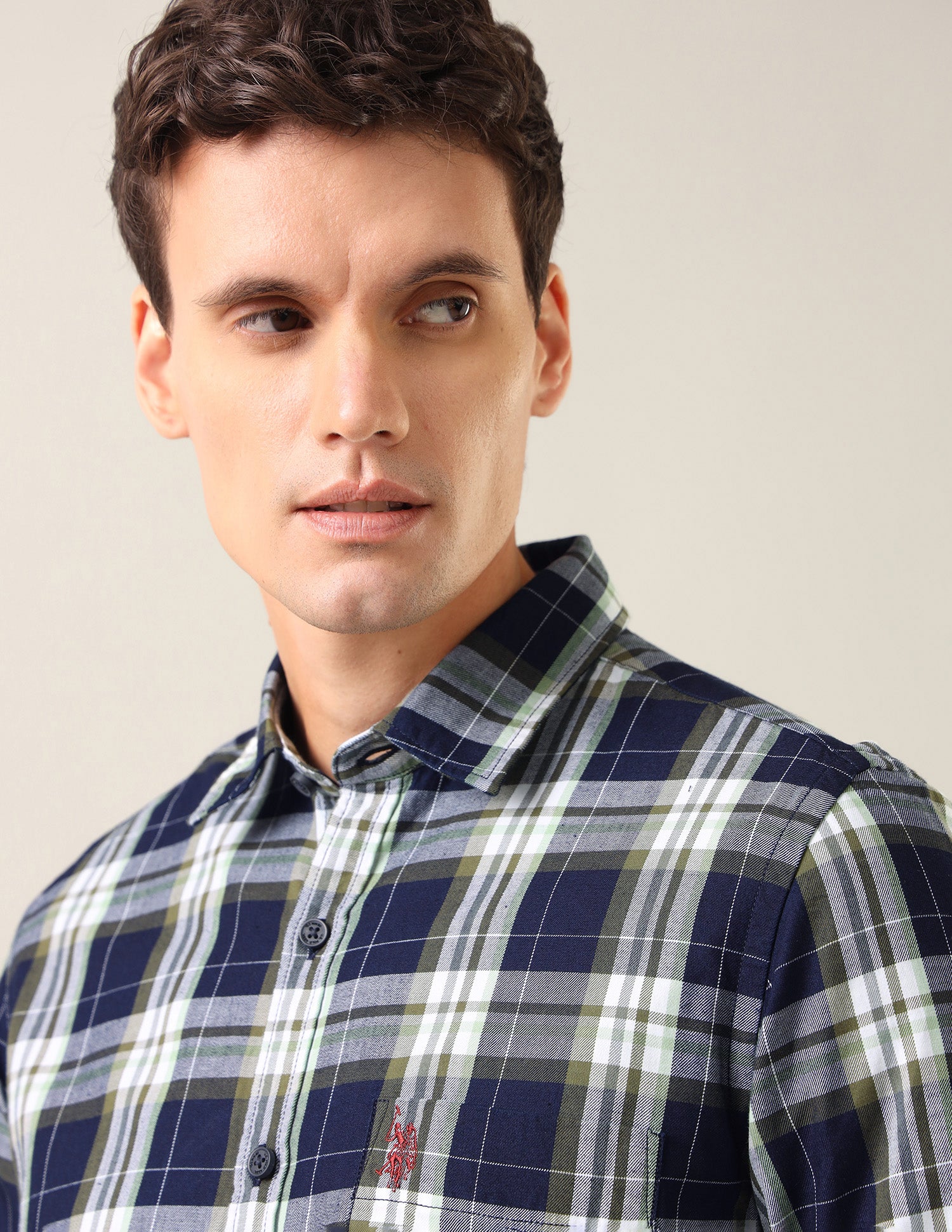 Plaid Checked Twill Shirt Green - U.S. Polo Assn. India | Large