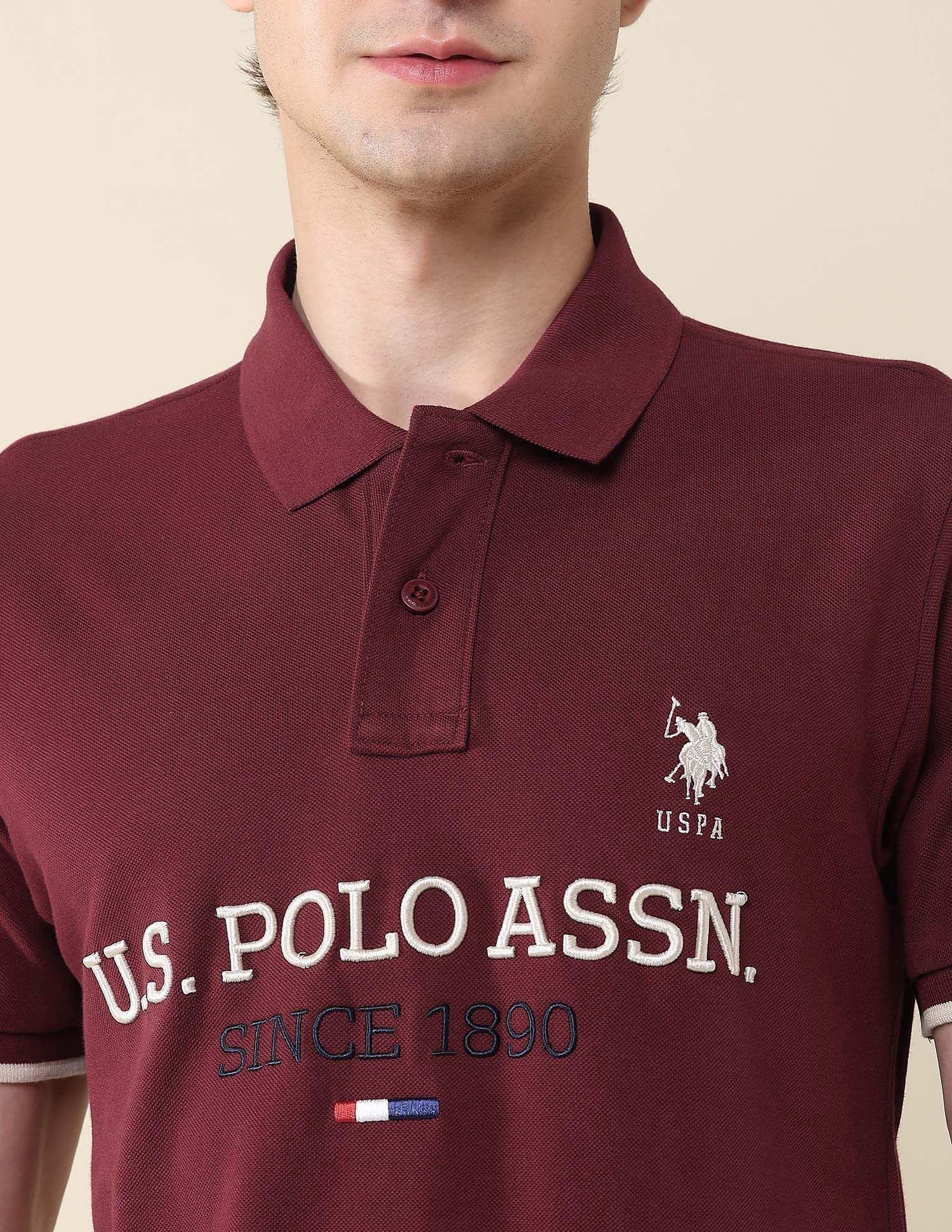 Slim Fit Brand Embroidered Polo Shirt Wine - U.S. Polo Assn. India | Large