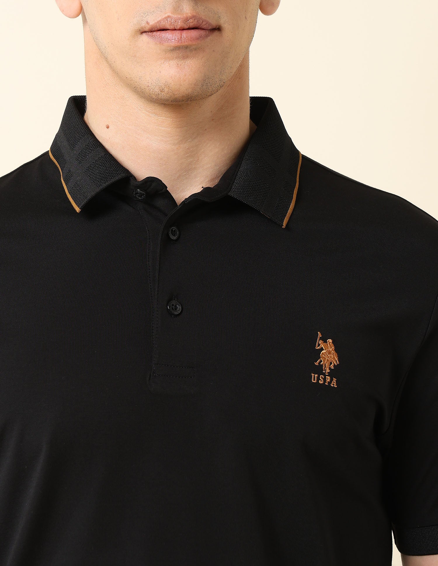 Solid Monochrome Majesty Polo Shirt Black - U.S. Polo Assn. India | Large