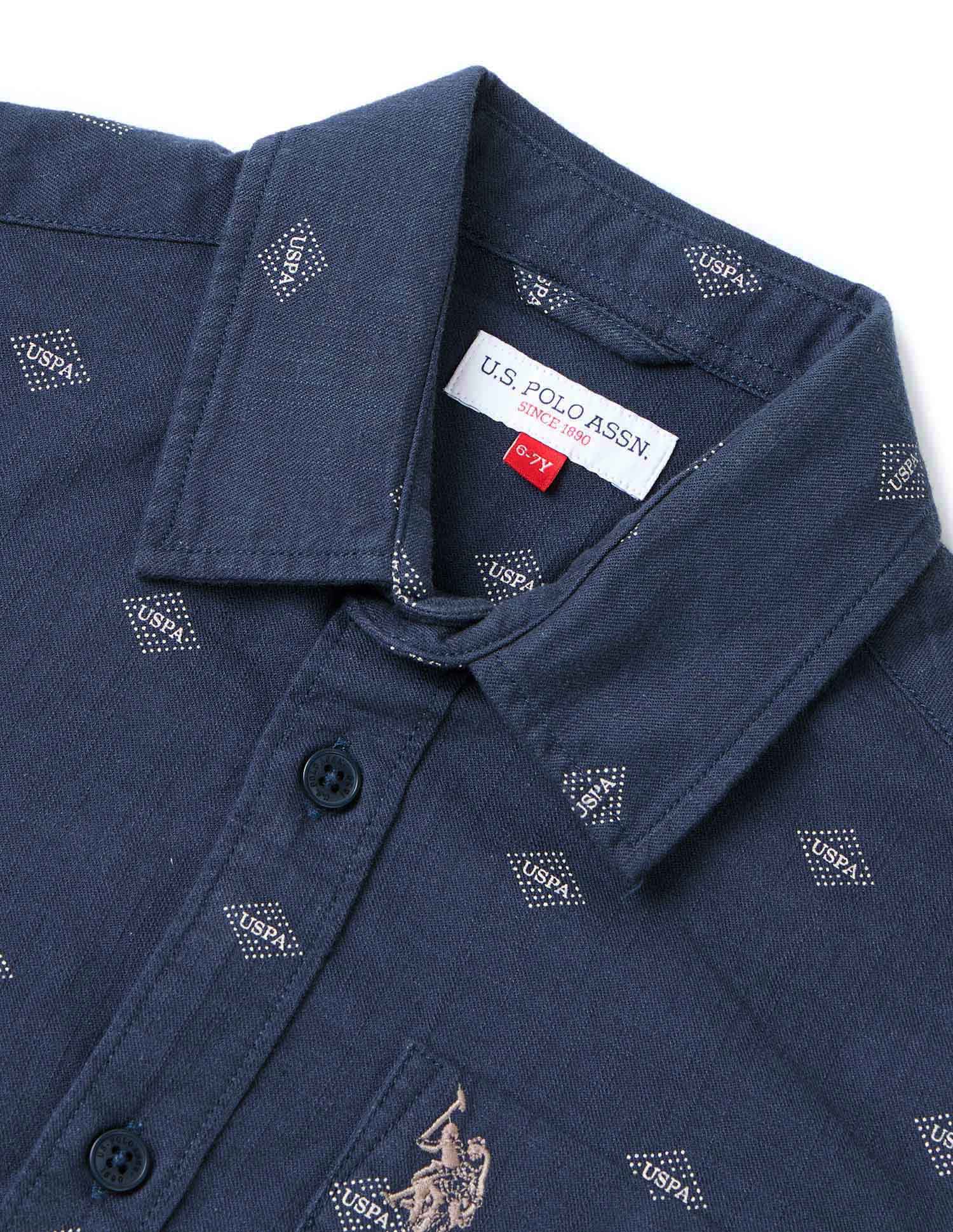 Boys Brand Printed Twill Shirt Navy - U.S. POLO ASSN. | Large