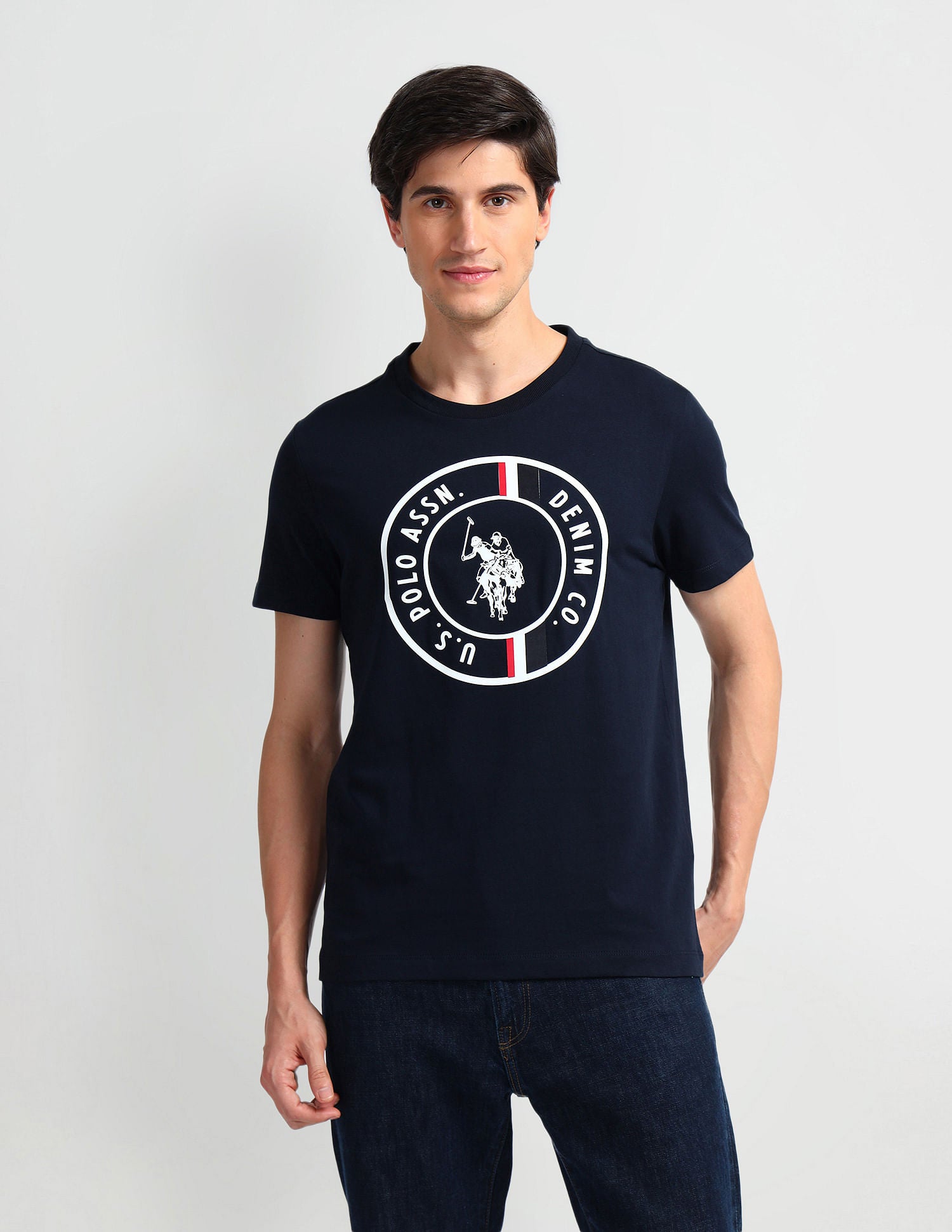 Brand Print Cotton T-Shirt Dark Navy - U.S. POLO ASSN. | Large