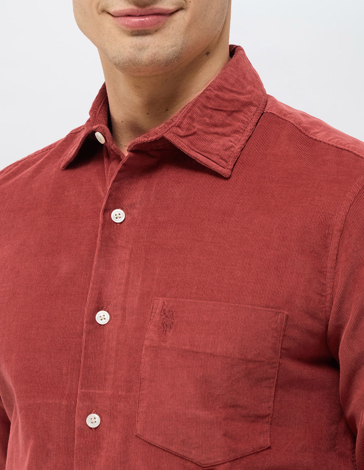 Corduroy Tailored Fit Shirt Rust - U.S. POLO ASSN. | Large