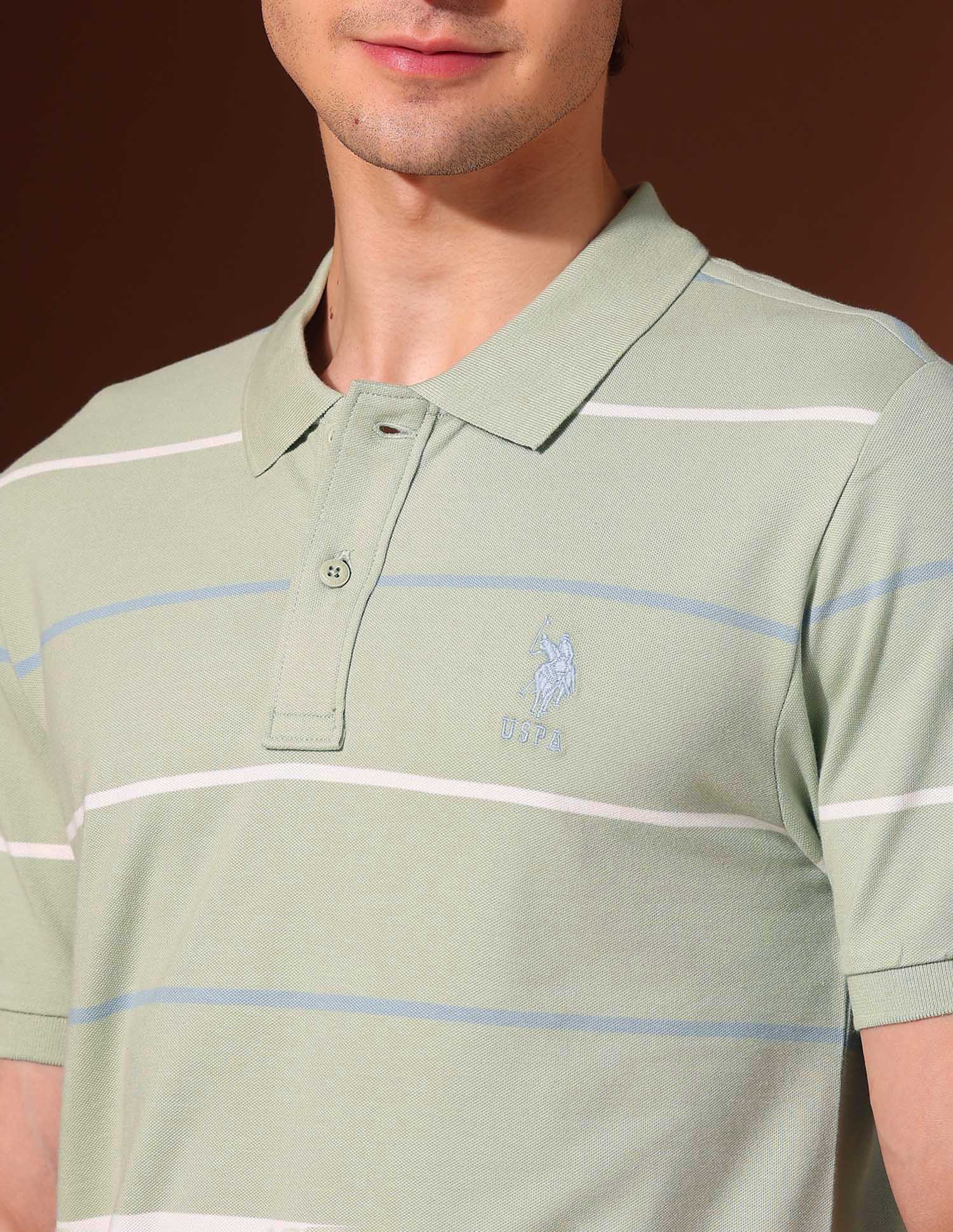 Horizontal Striped Working Holiday Polo Shirt Green - U.S. Polo Assn. India | Large