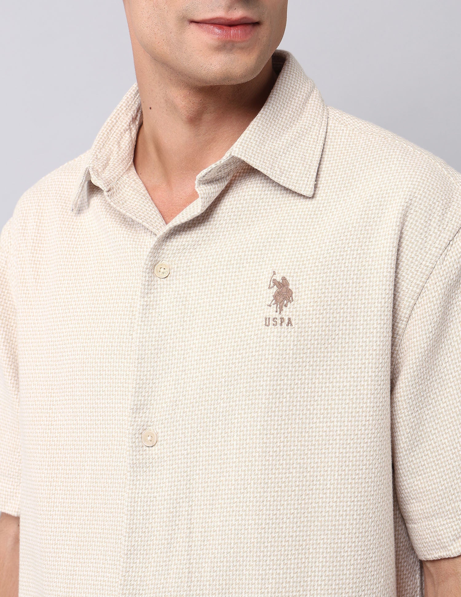 Boxy Fit Work And Wander Shirt Beige - U.S. Polo Assn. India | Large