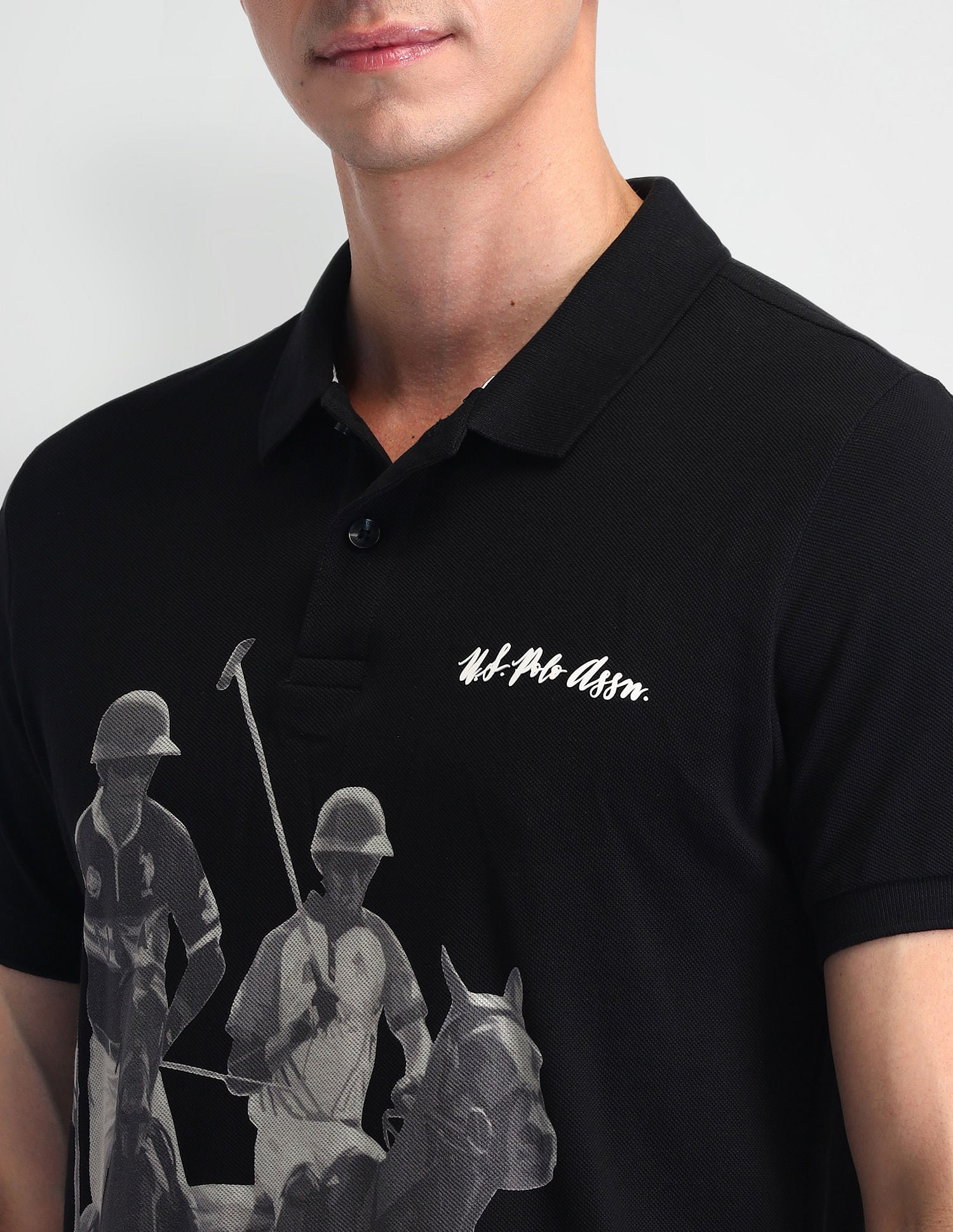 Outdoor Muscle Fit Brand Polo Shirt Black - U.S. POLO ASSN. | Large