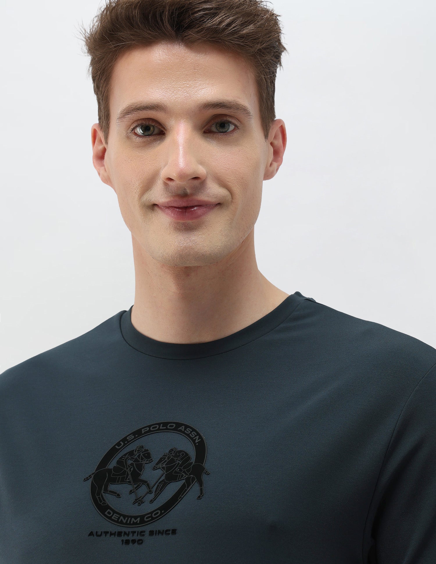Brand Embossed Black & Gold Slim Fit T-Shirt Teal - U.S. Polo Assn. India | Large