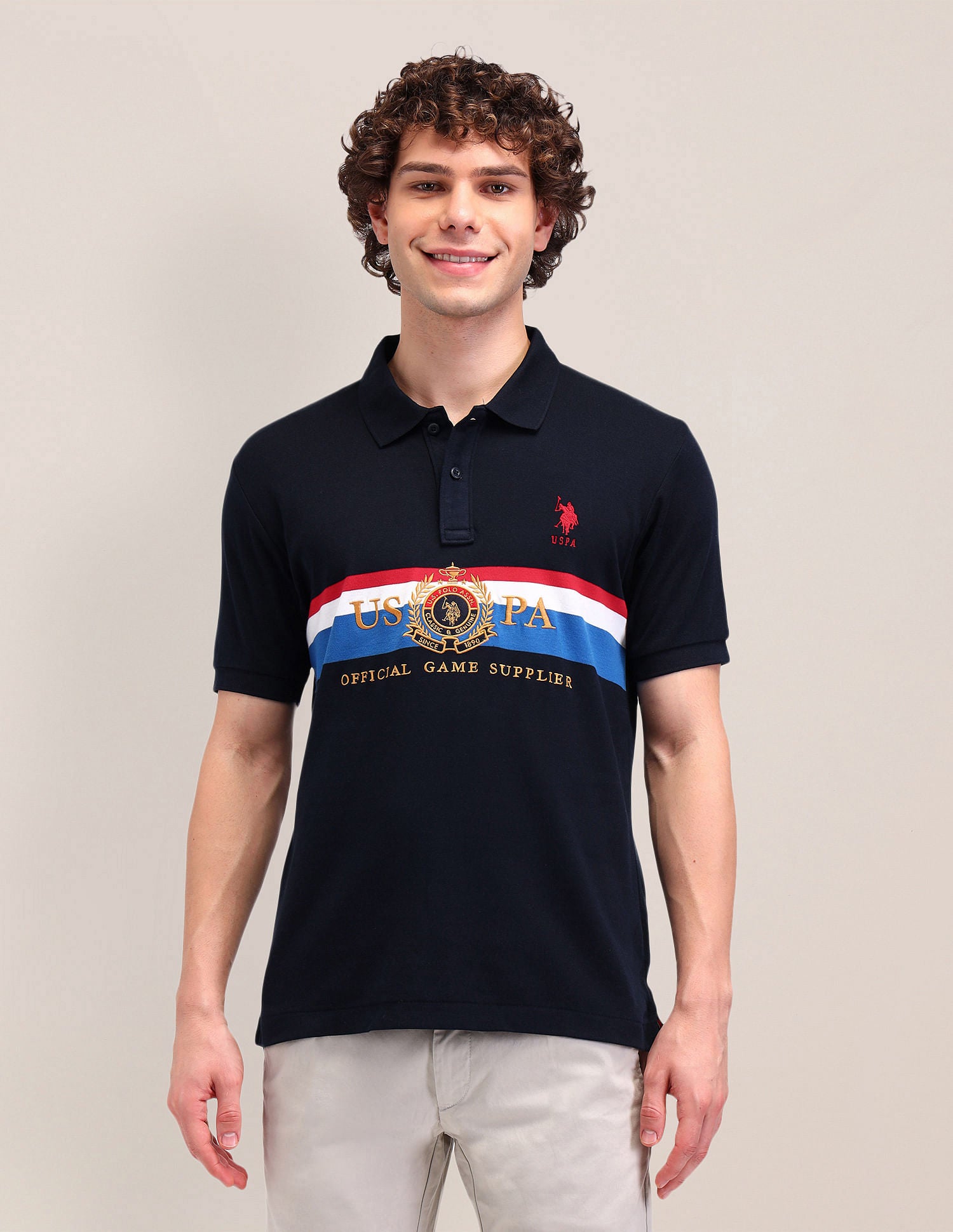 Printed Slim Fit Polo Shirt Blue - U.S. POLO ASSN. | Large