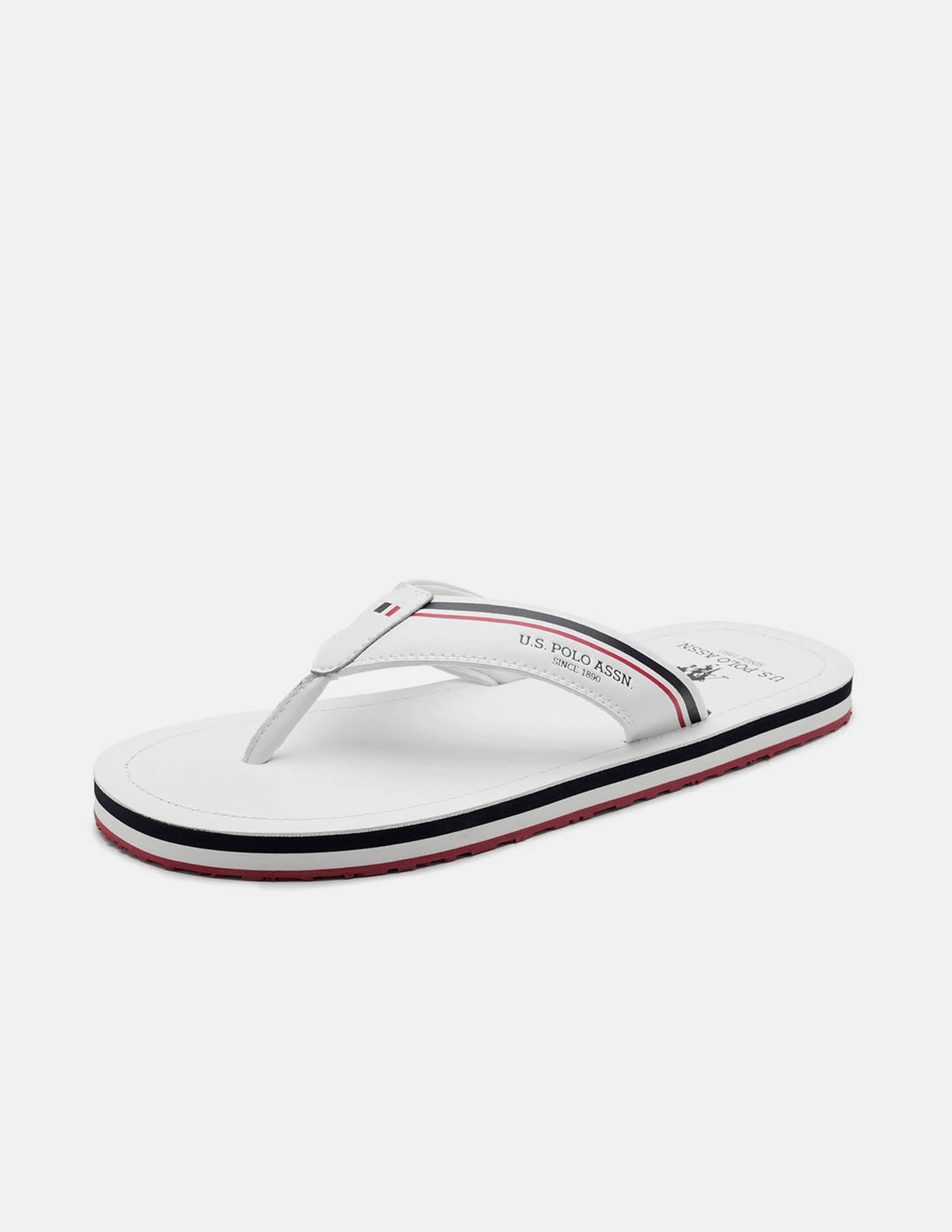 Men Nesta Striped Flip Flops White - U.S. Polo Assn. India | Large