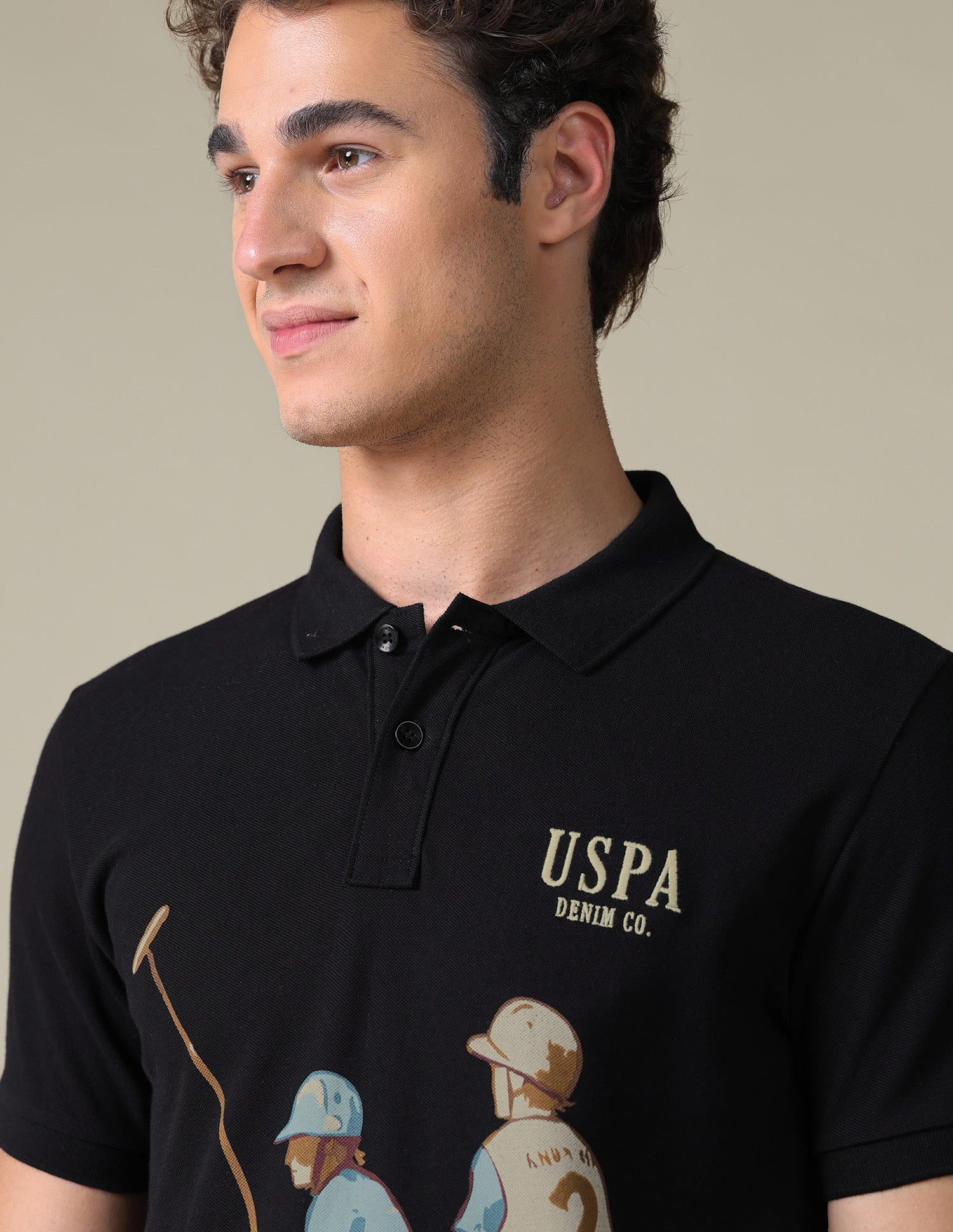 Slim Fit Graphic Brand Printed T-Shirt Black - U.S. Polo Assn. India | Large