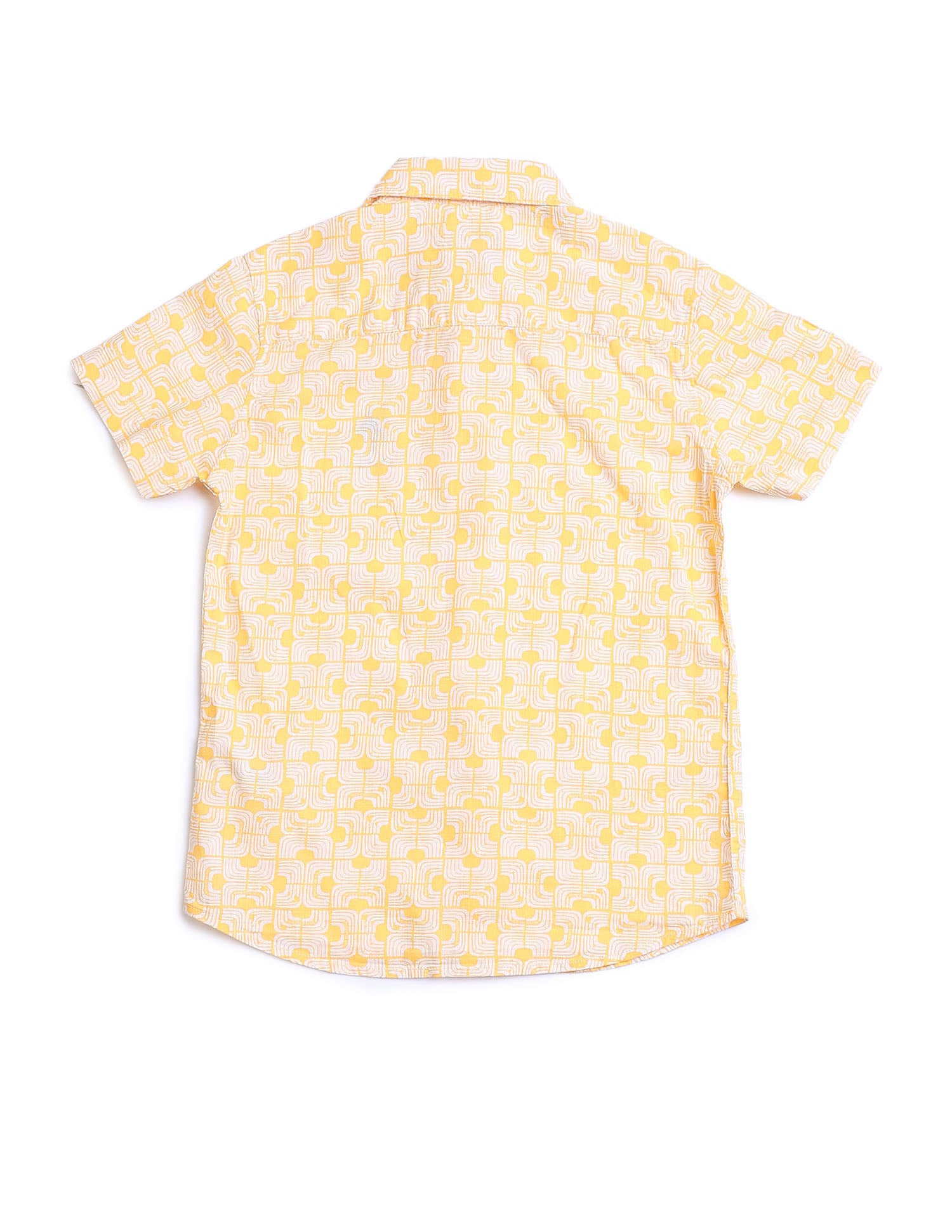 Boys Geometric Printed Regular Fit Shirt Yellow - U.S. POLO ASSN. | Large