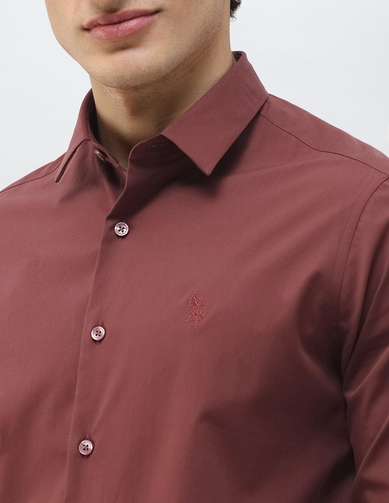 Solid Regular Fit Shirt Maroon - U.S. Polo Assn. India | Large