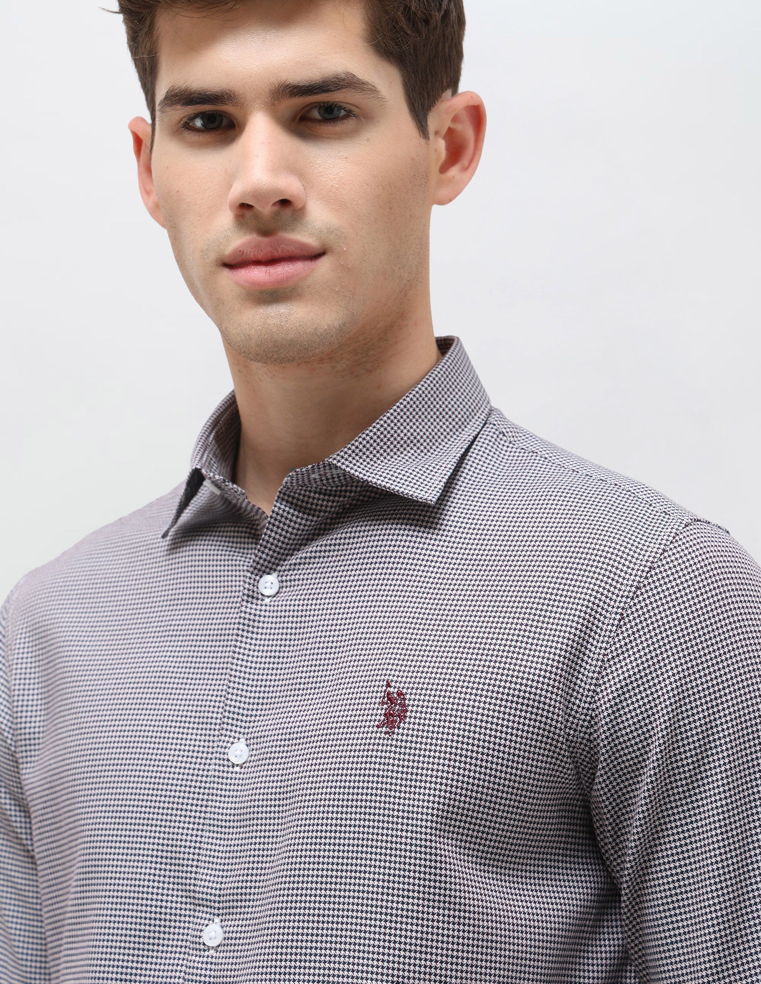 Twill Self Design Geometric Shirt Wine - U.S. Polo Assn. India | Large