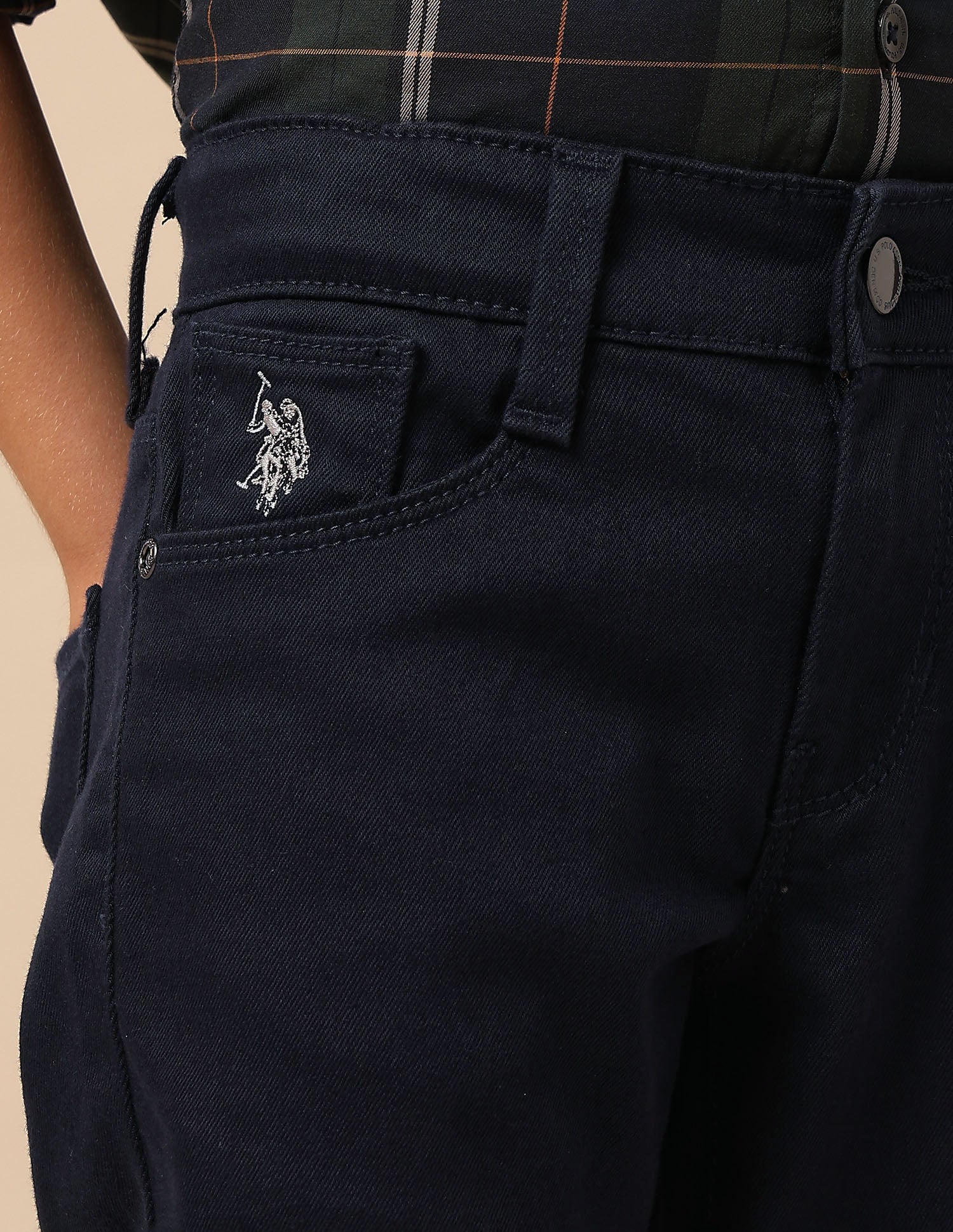 Boys Mid Rise Relaxed Fit Jeans Dark Blue - U.S. POLO ASSN. | Large