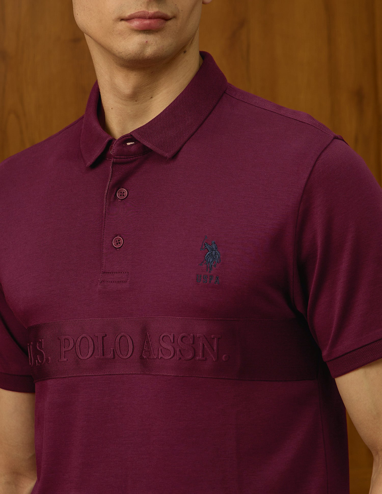 Brand Embroidered Varsity Polo Shirt Maroon - U.S. POLO ASSN. | Large