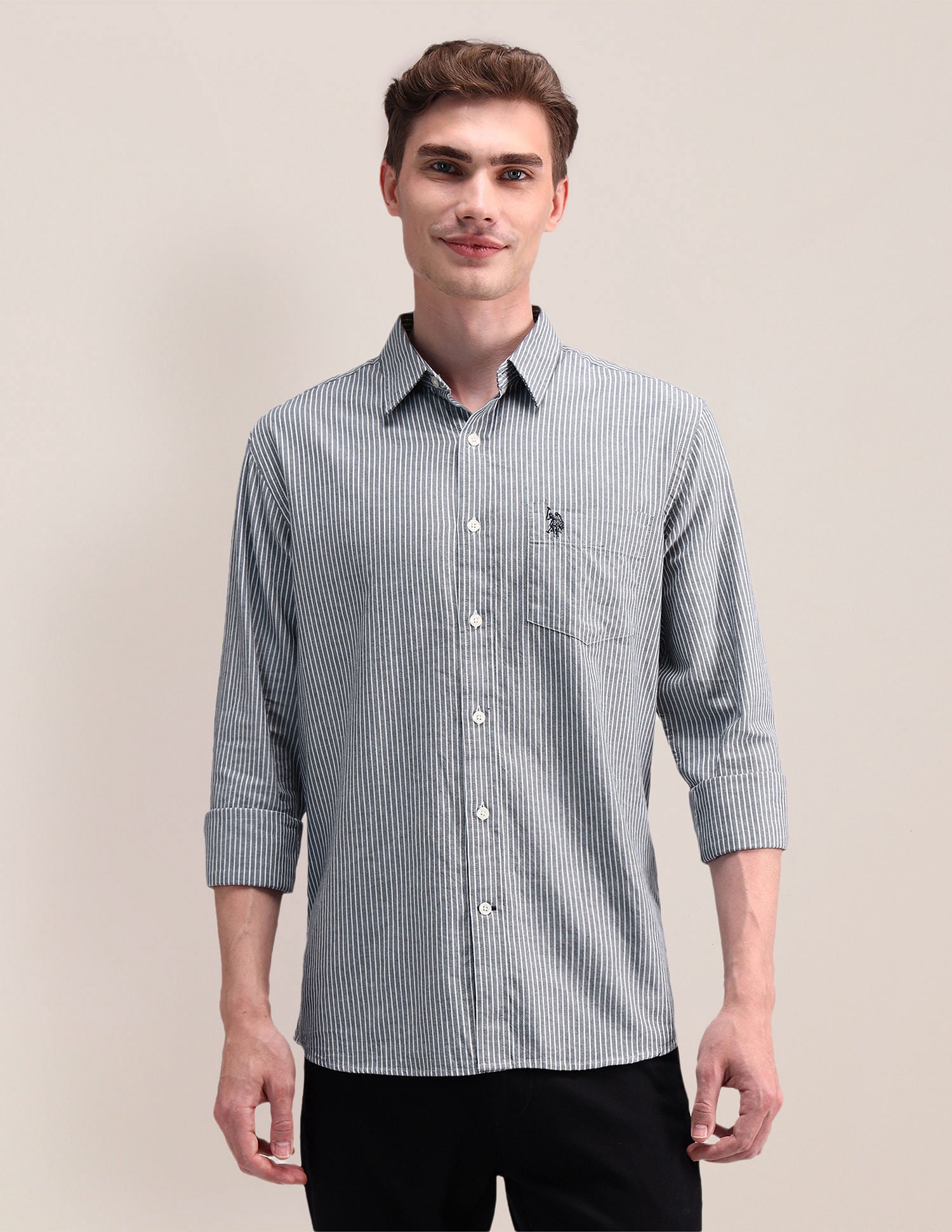 Regular Vertical Striped Shirt Navy - U.S. POLO ASSN. | Large