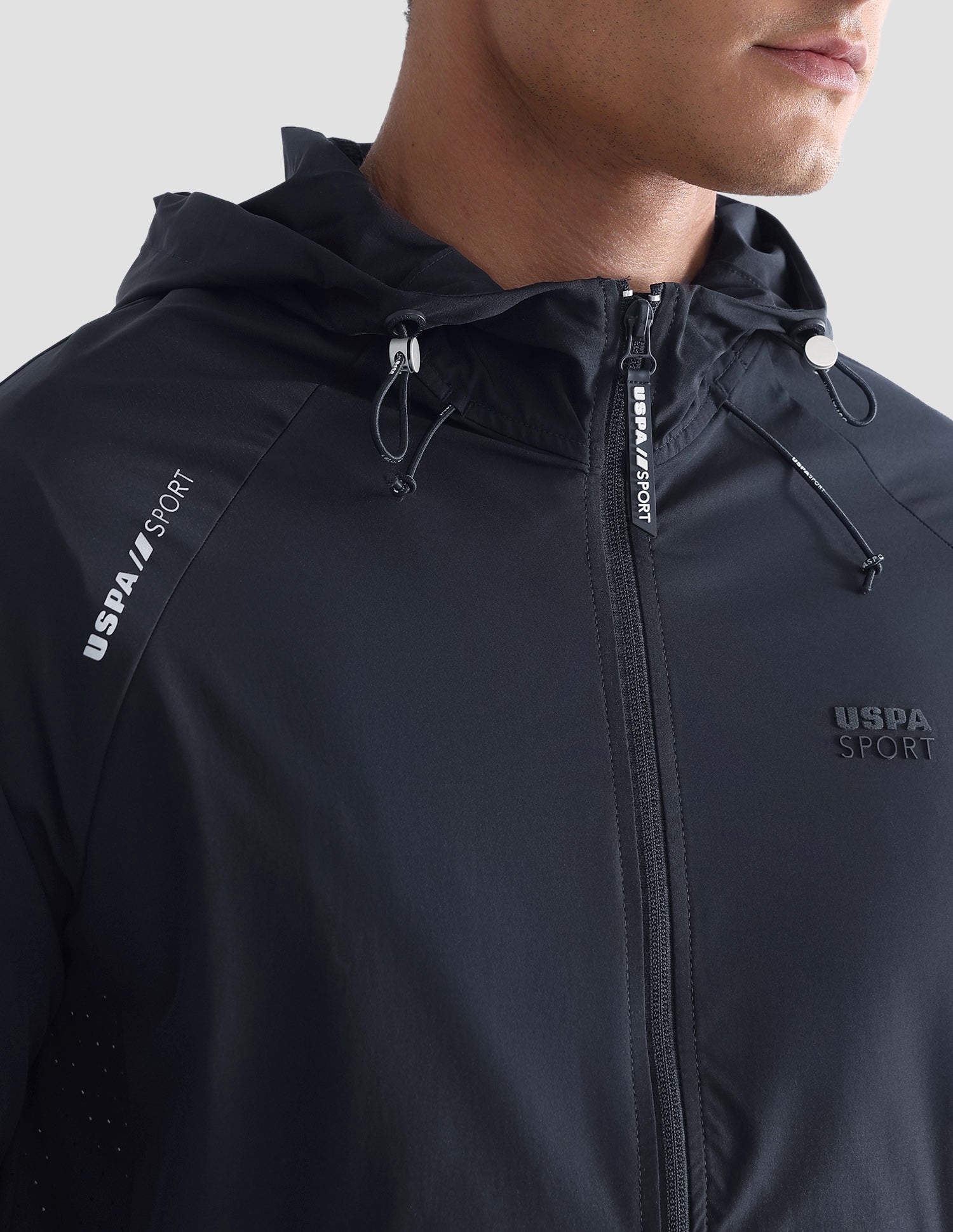 Solid Hooded Active Jacket Navy - U.S. Polo Assn. India | Large