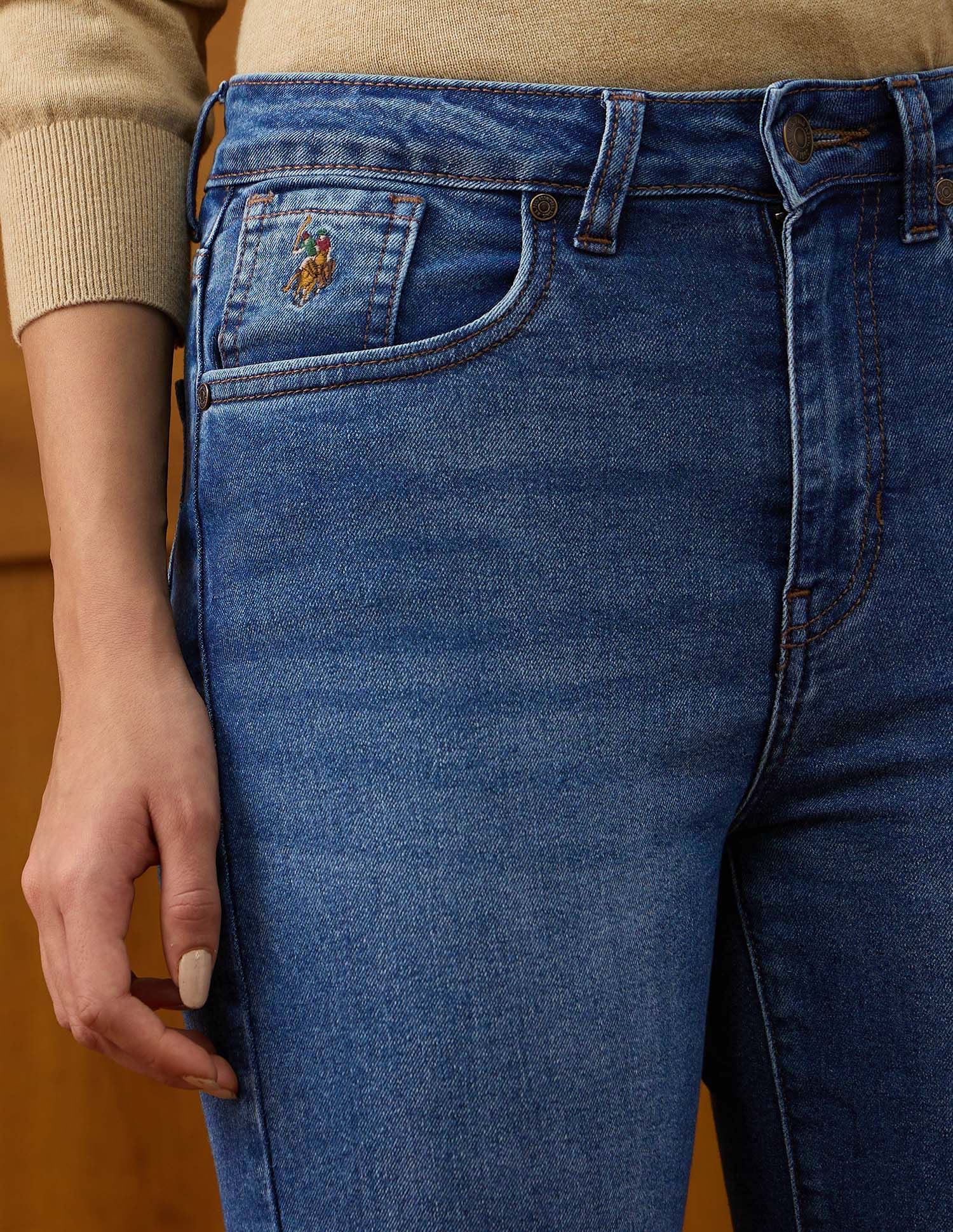 High Rise Straight Fit Jeans Blue - U.S. POLO ASSN. | Large