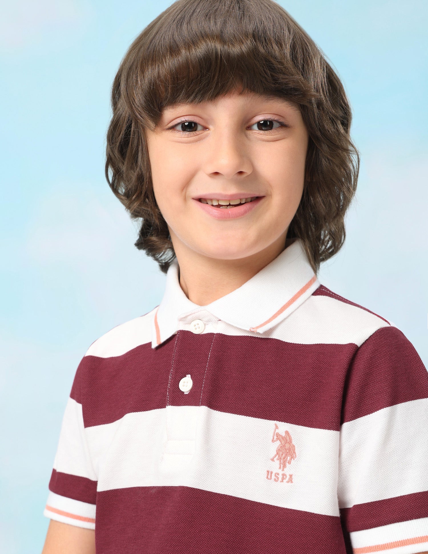 Horizontal Striped Regular Fit Polo Shirt Light Brown - U.S. Polo Assn. India | Large