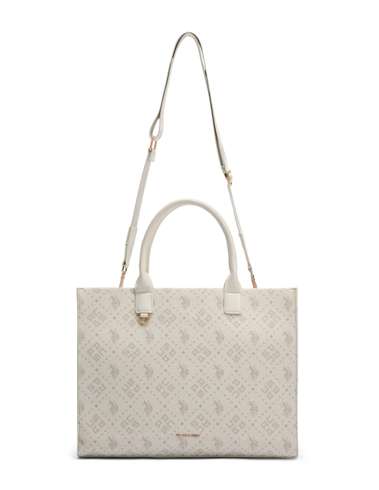 Carmella Brand Printed Tote Bag Off White - U.S. Polo Assn. India | Large