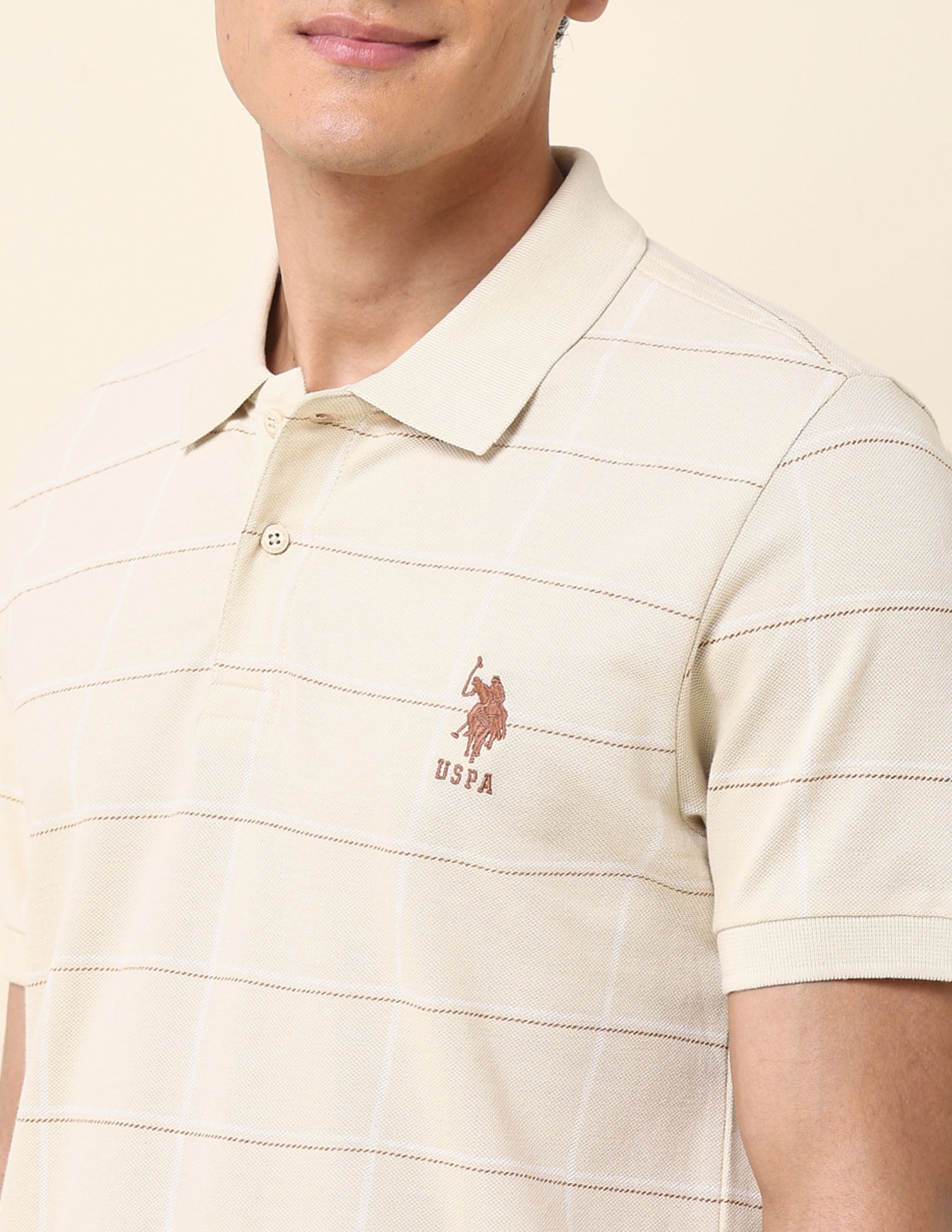 All Over Printed Classic Polo Shirt Beige - U.S. Polo Assn. India | Large